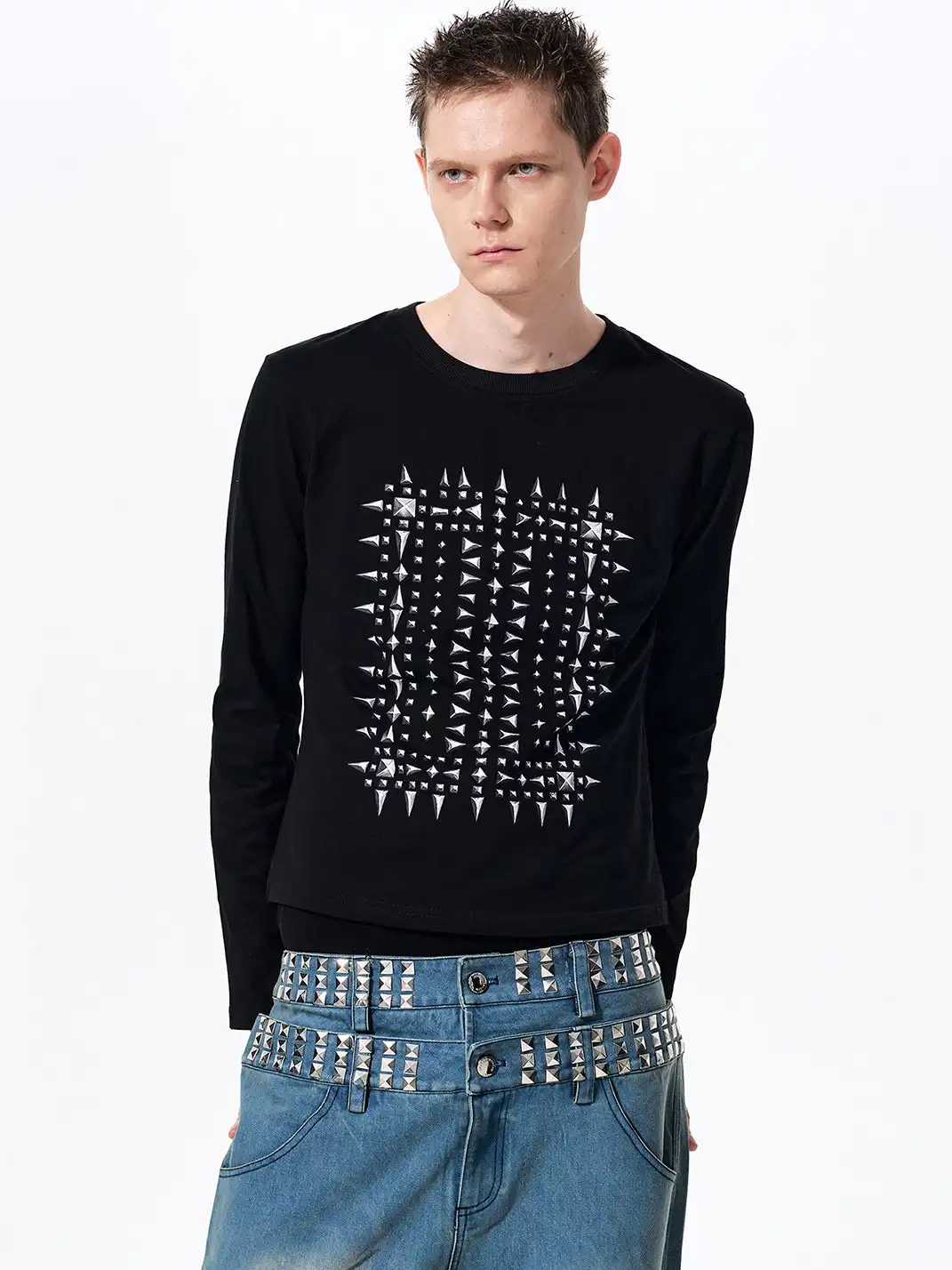 Fourth3ex | Studded Print Long Sleeve T-shirt