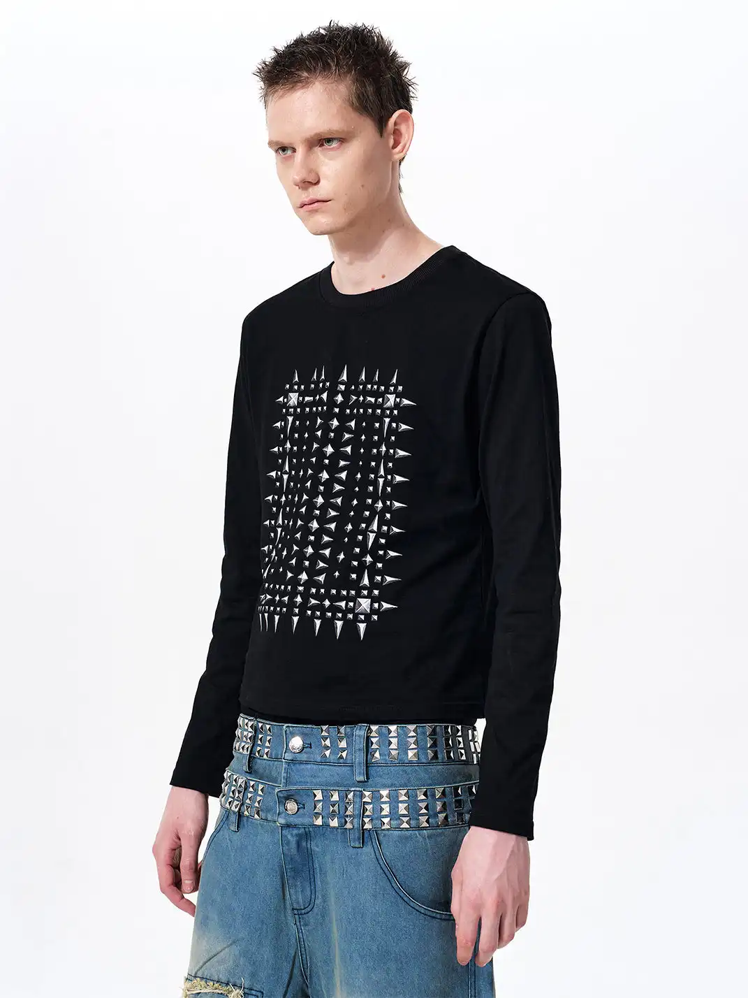 Fourth3ex | Studded Print Long Sleeve T-shirt
