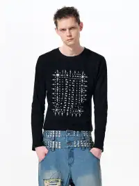 Fourth3ex | Studded Print Long Sleeve T-shirt