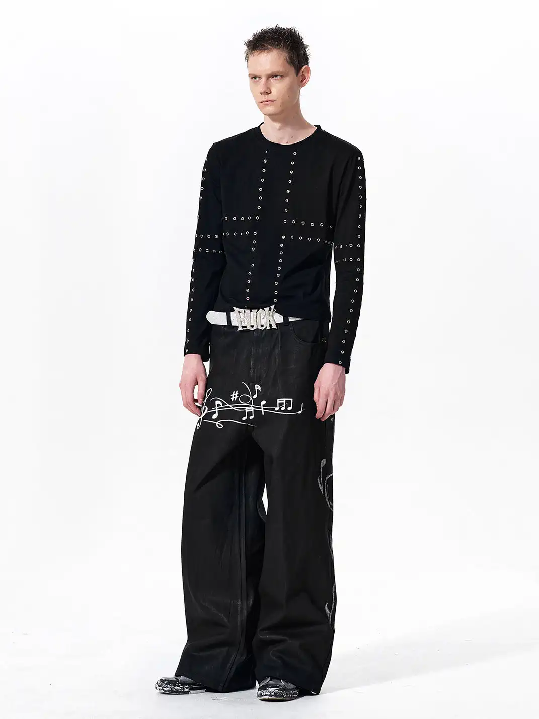 Fourth3ex | Cross Grommet Long Sleeve T-shirt