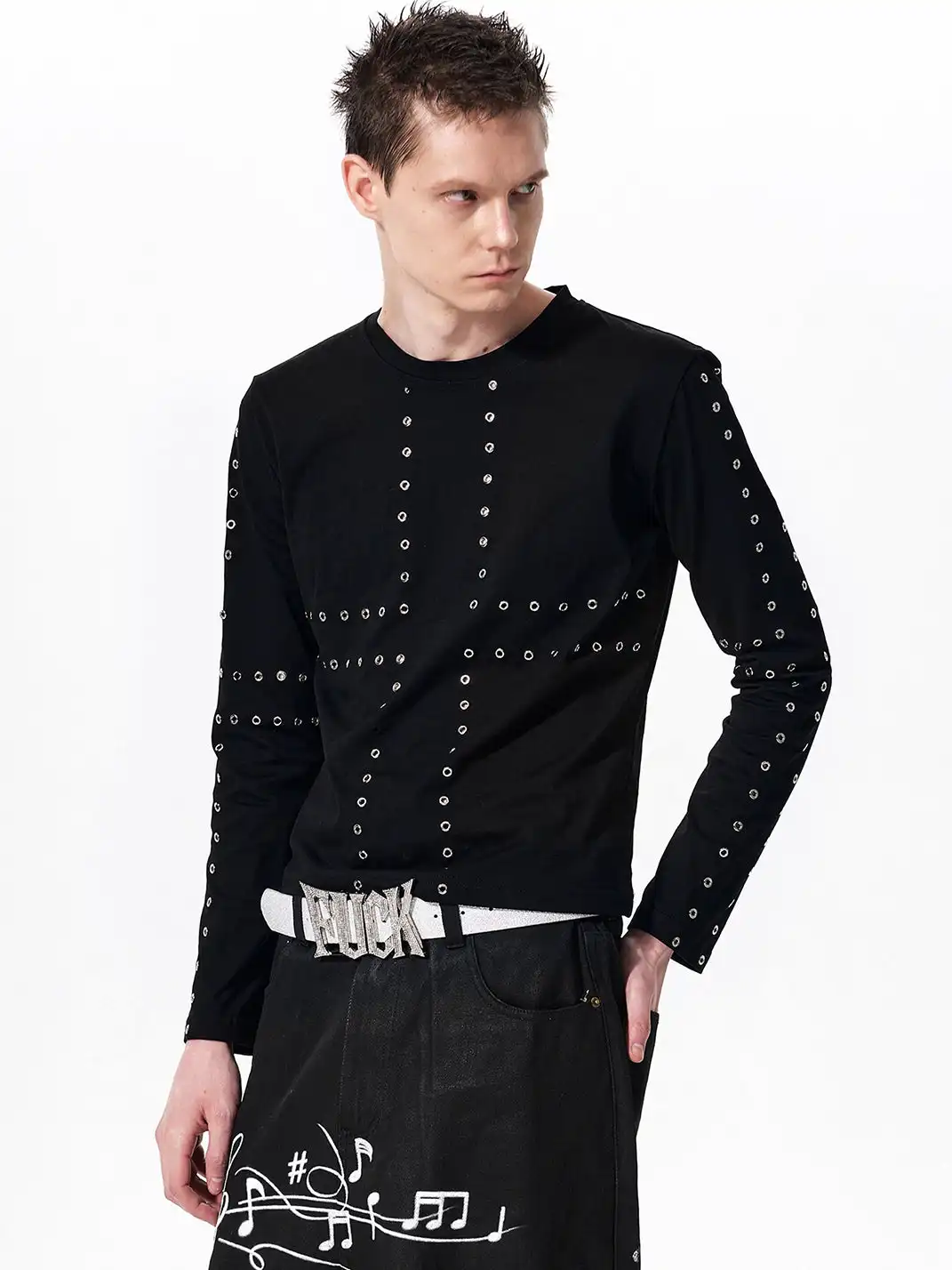 Fourth3ex | Cross Grommet Long Sleeve T-shirt