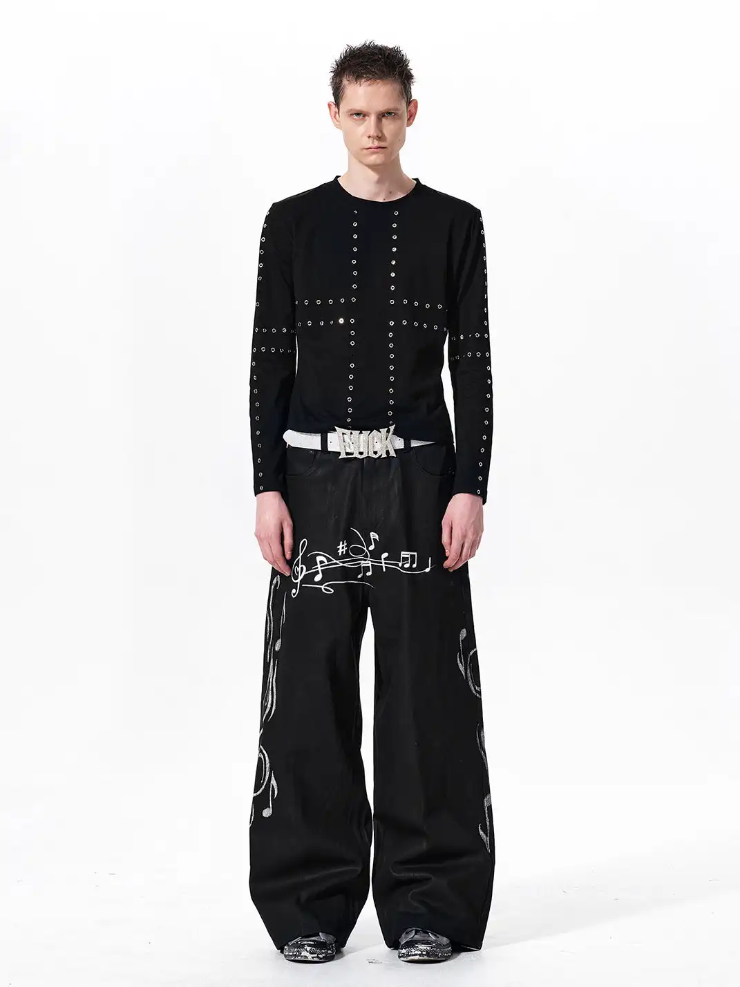 Fourth3ex | Cross Grommet Long Sleeve T-shirt