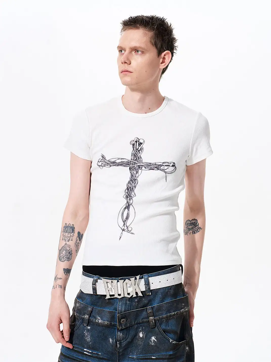Fourth3ex | Headphone Cross Print Short Sleeve T-shirt