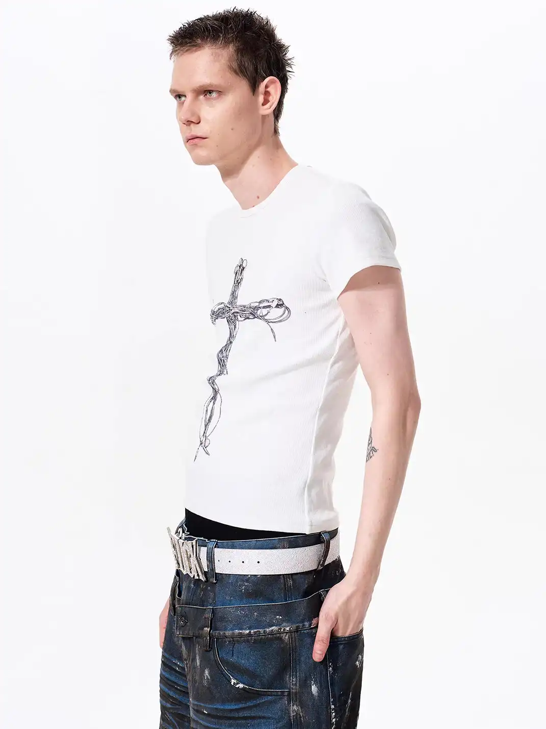 Fourth3ex | Headphone Cross Print Short Sleeve T-shirt