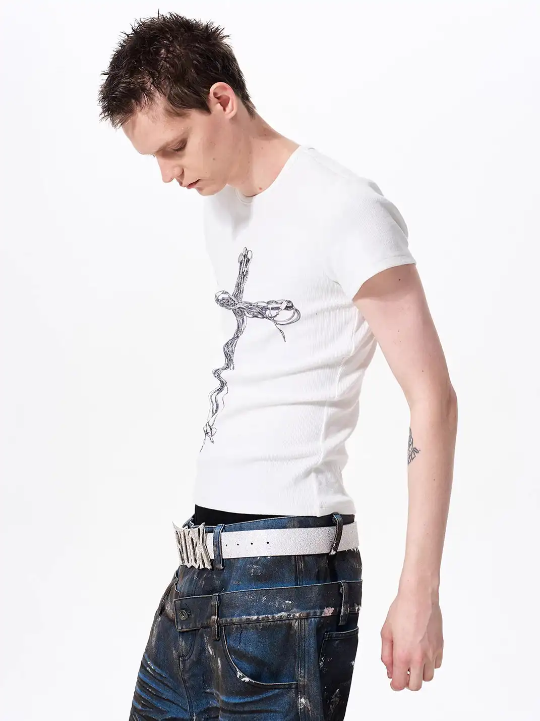 Fourth3ex | Headphone Cross Print Short Sleeve T-shirt
