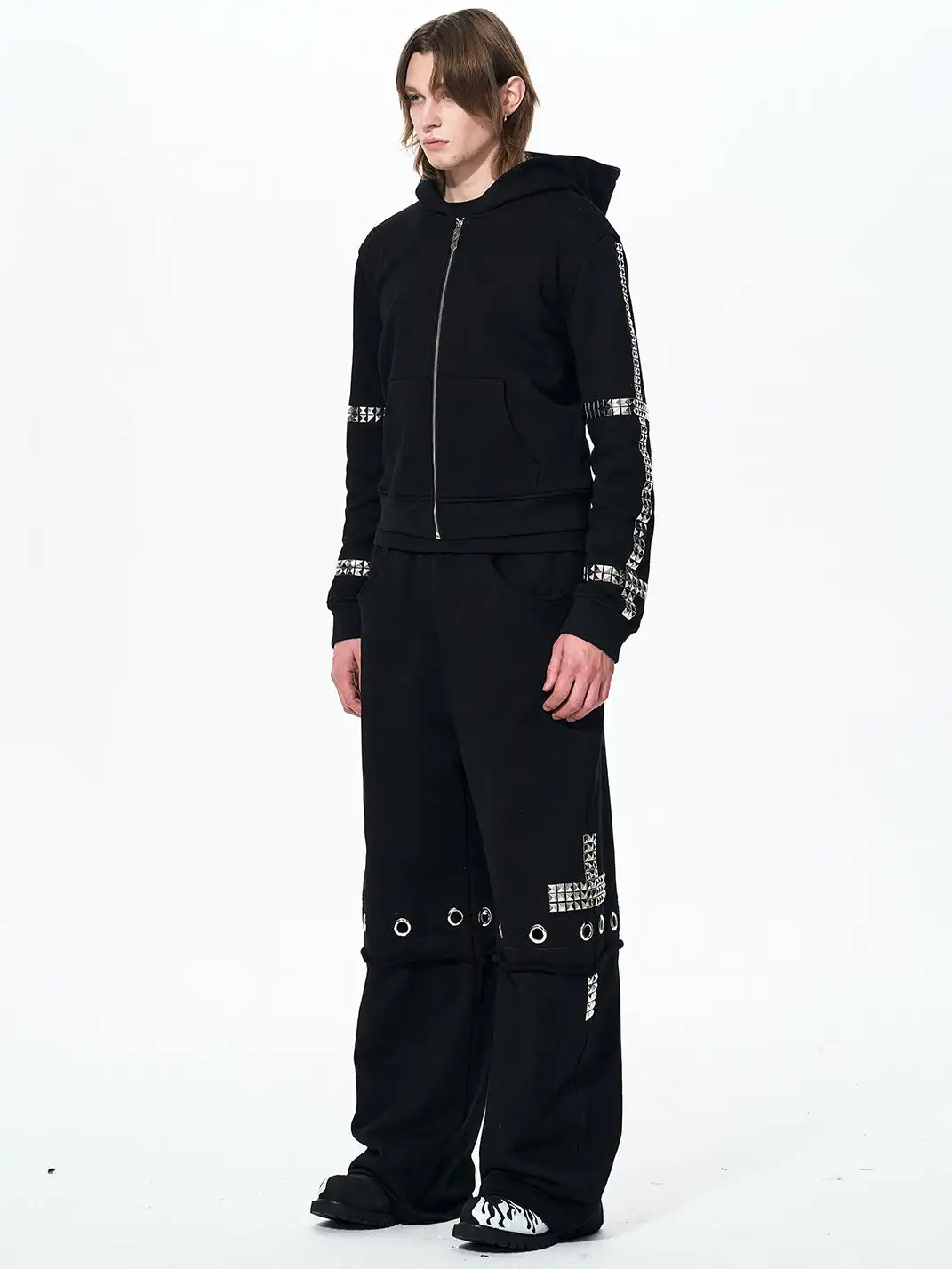 Fourth3ex | Cross Studded Double-Layer Sweatpants