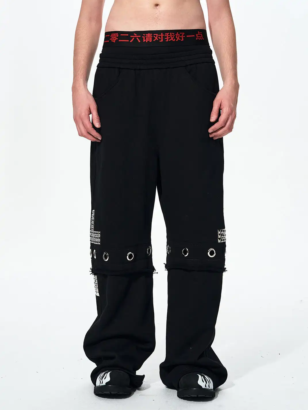 Fourth3ex | Cross Studded Double-Layer Sweatpants