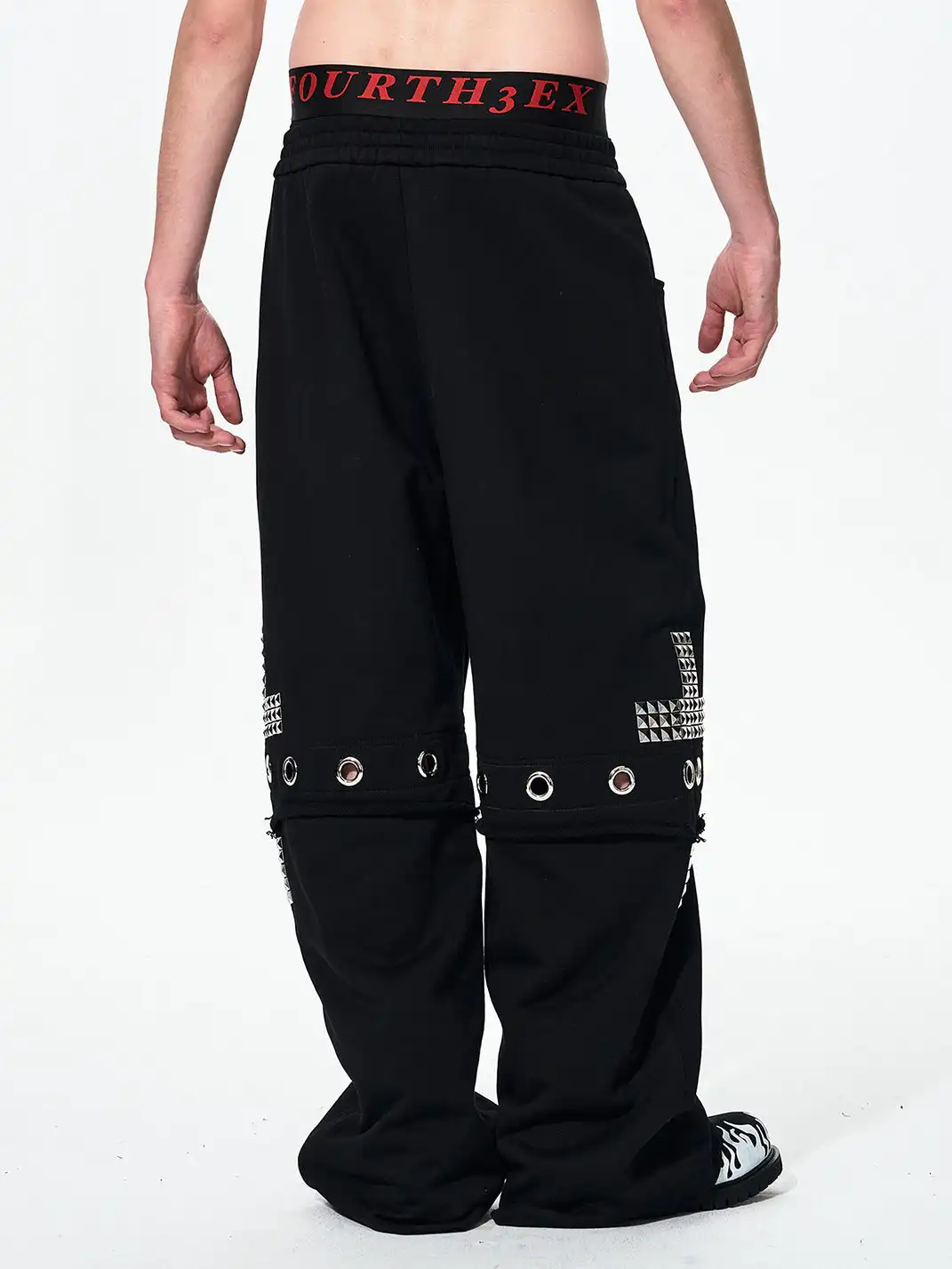 Fourth3ex | Cross Studded Double-Layer Sweatpants