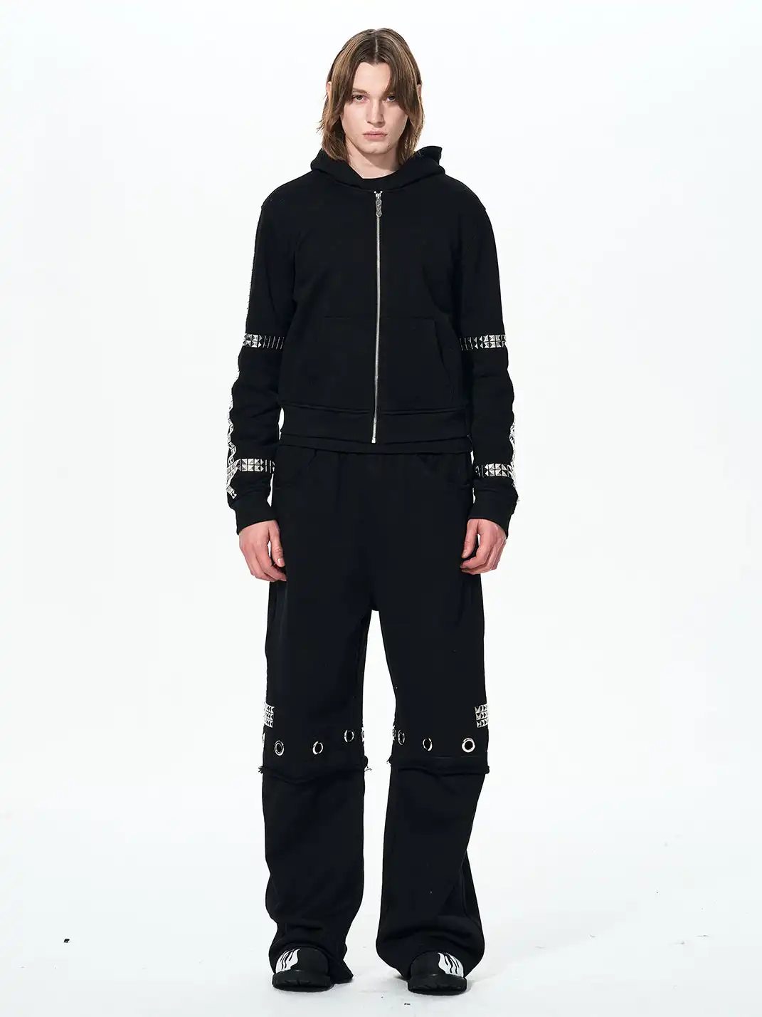 Fourth3ex | Cross Studded Double-Layer Sweatpants