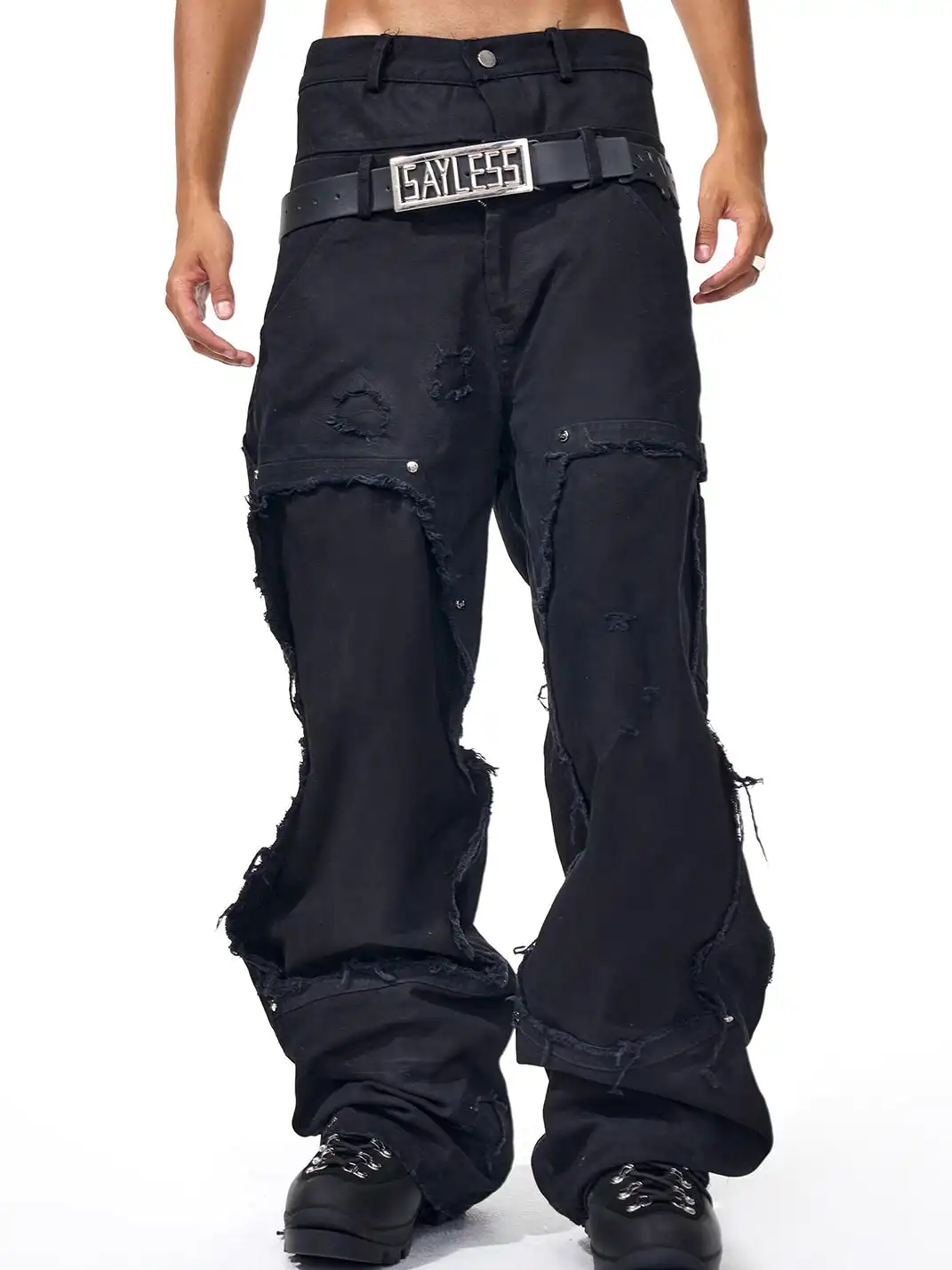 Fourth3ex | Destroyed Double Waistband Jeans