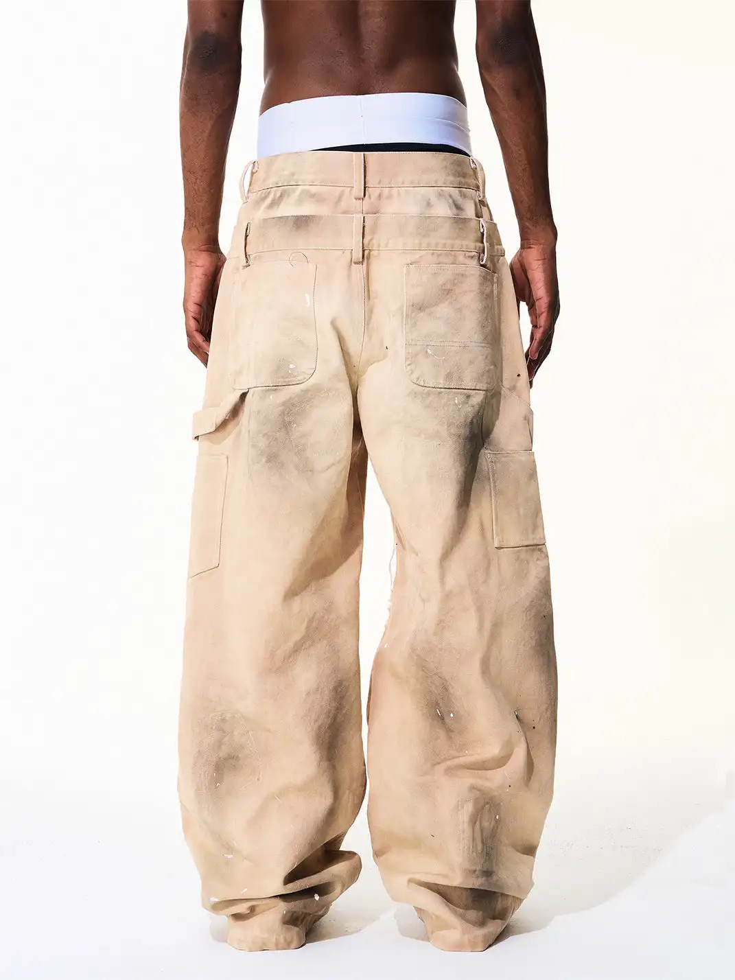 Fourth3ex | Destroyed Double Waistband Jeans