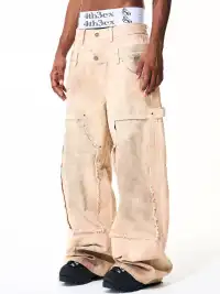 Fourth3ex | Destroyed Double Waistband Jeans