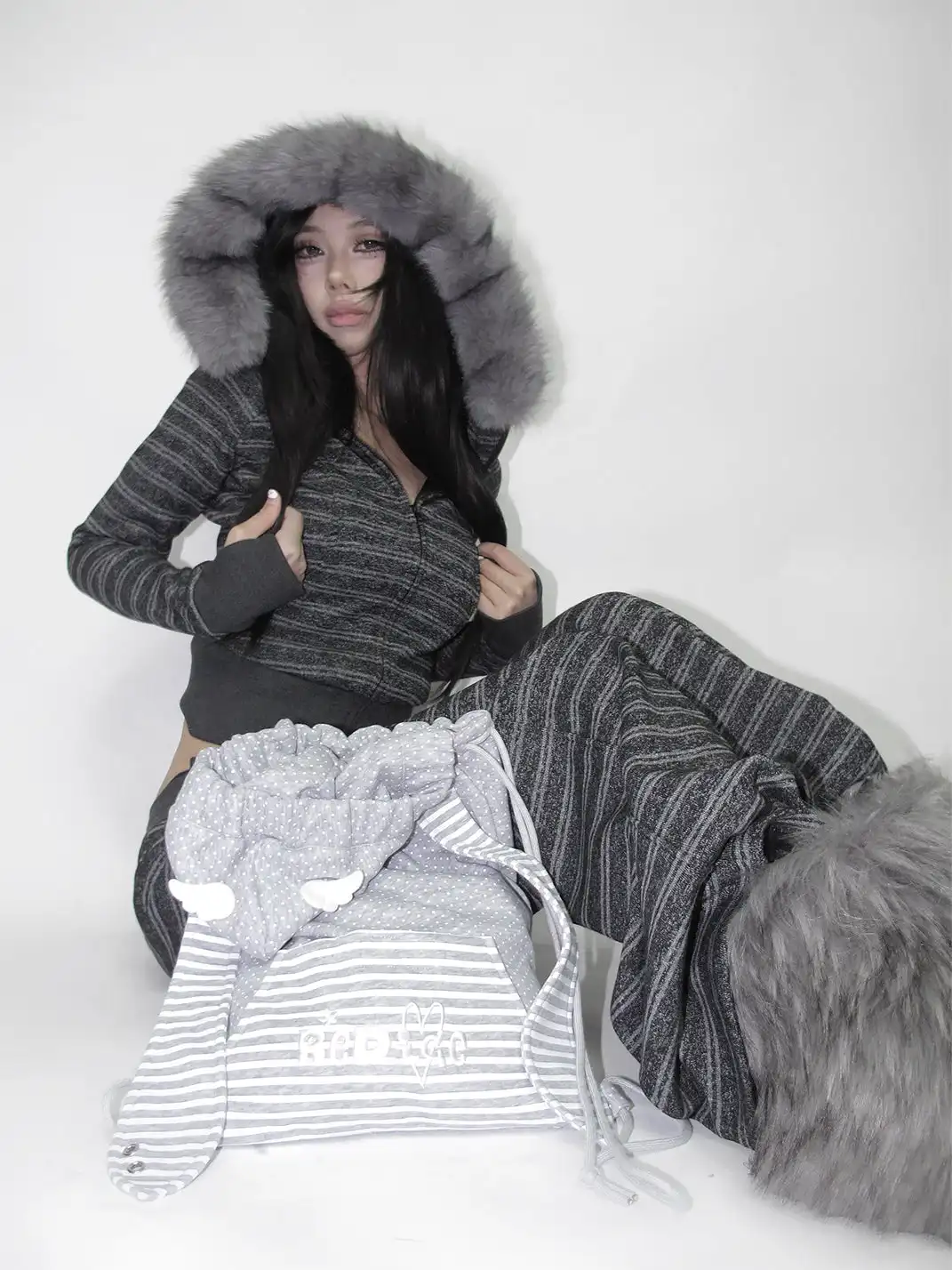RED ICE | Drawstring Rabbit Ear Hat Bag