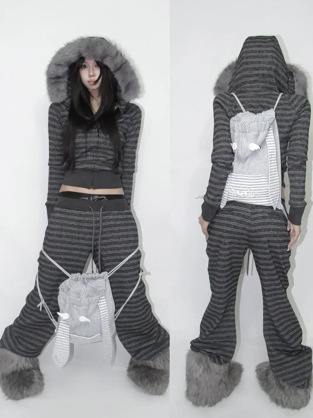 RED ICE | Drawstring Rabbit Ear Hat Bag