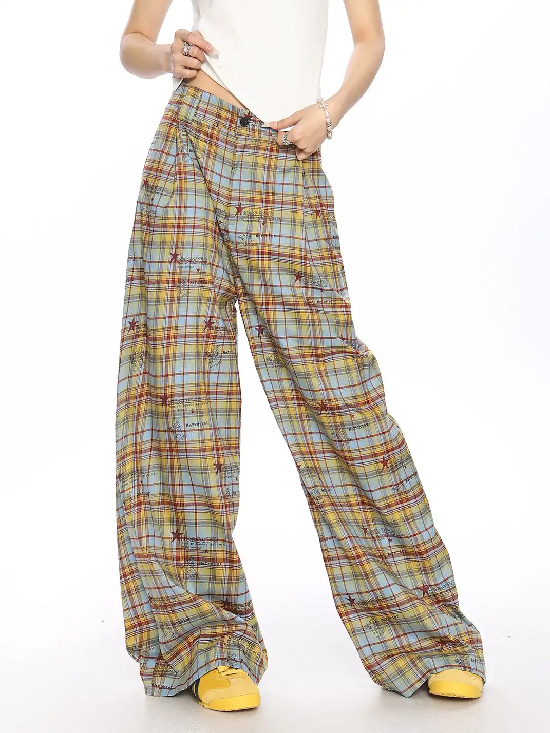 BIGGOLD | Plaid & Striped Wide-Leg Trousers
