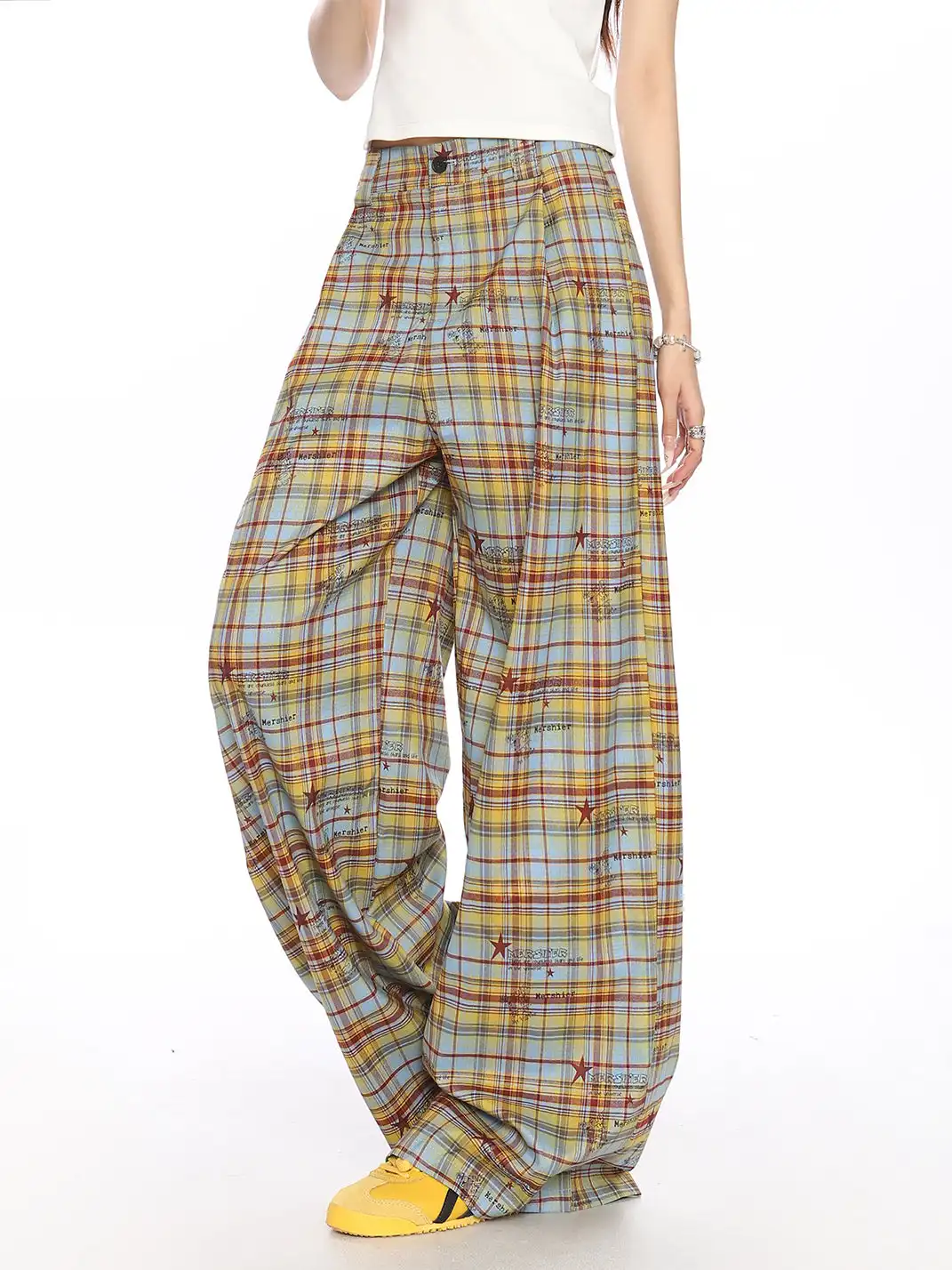 BIGGOLD | Plaid & Striped Wide-Leg Trousers