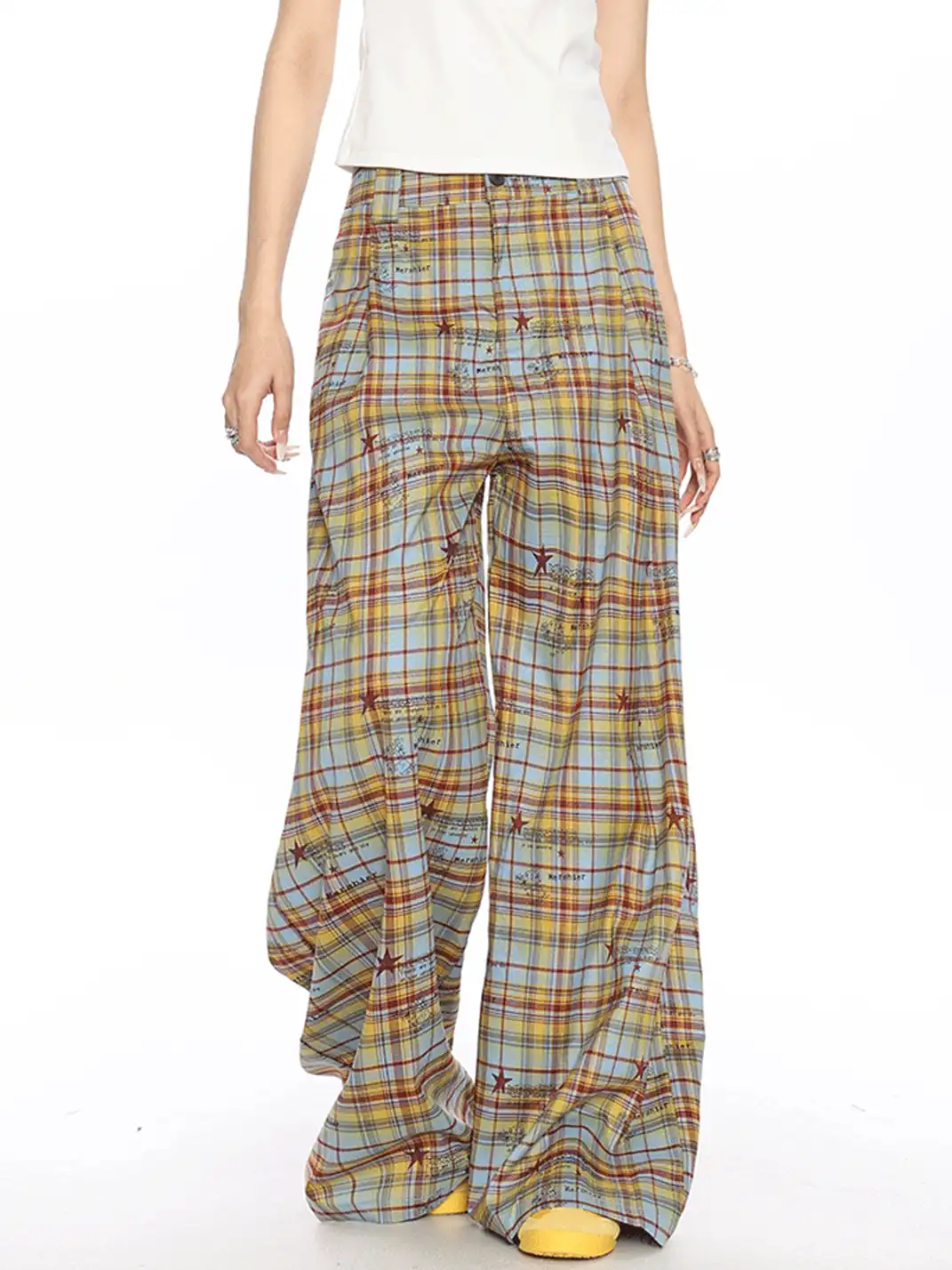 BIGGOLD | Plaid & Striped Wide-Leg Trousers