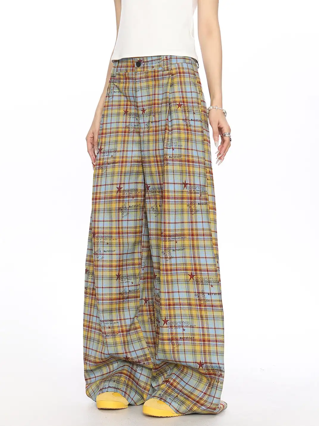 BIGGOLD | Plaid & Striped Wide-Leg Trousers