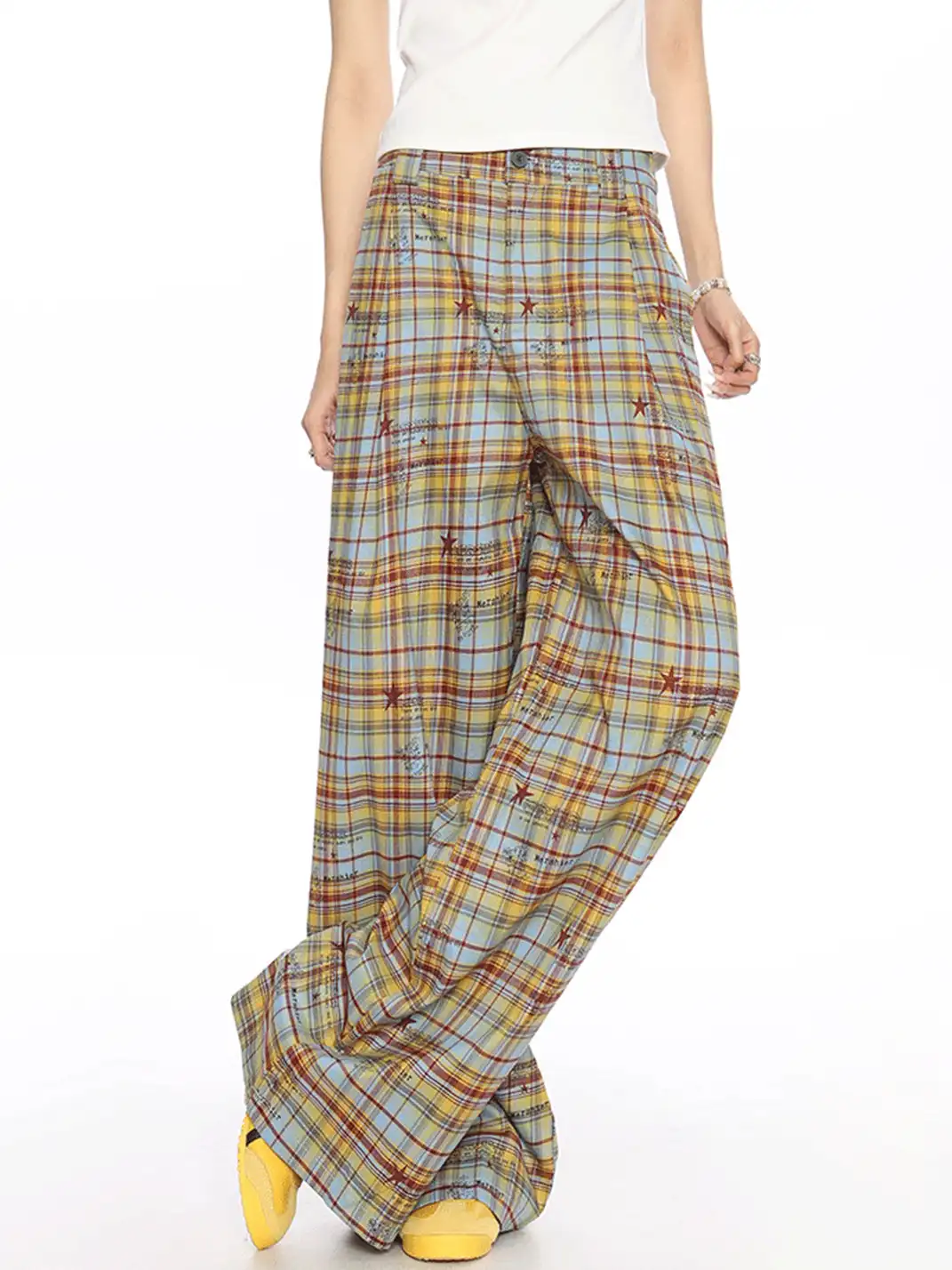 BIGGOLD | Plaid & Striped Wide-Leg Trousers