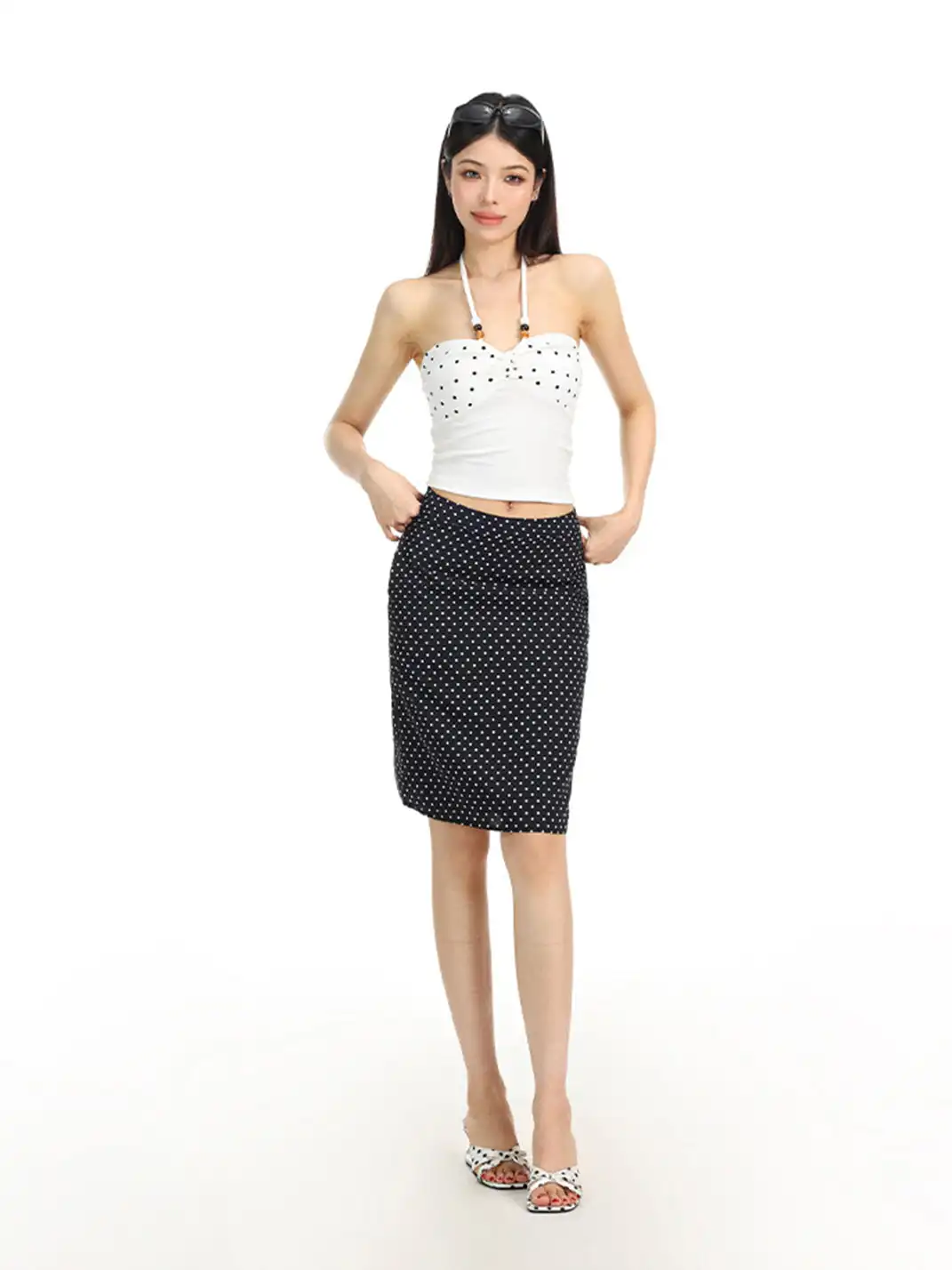 BIGGOLD | Polka Dot Halter Tie-Up Bandeau Halter Top