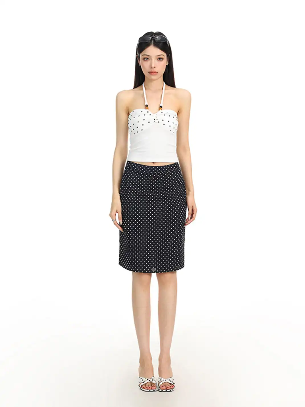 BIGGOLD | Polka Dot Halter Tie-Up Bandeau Halter Top