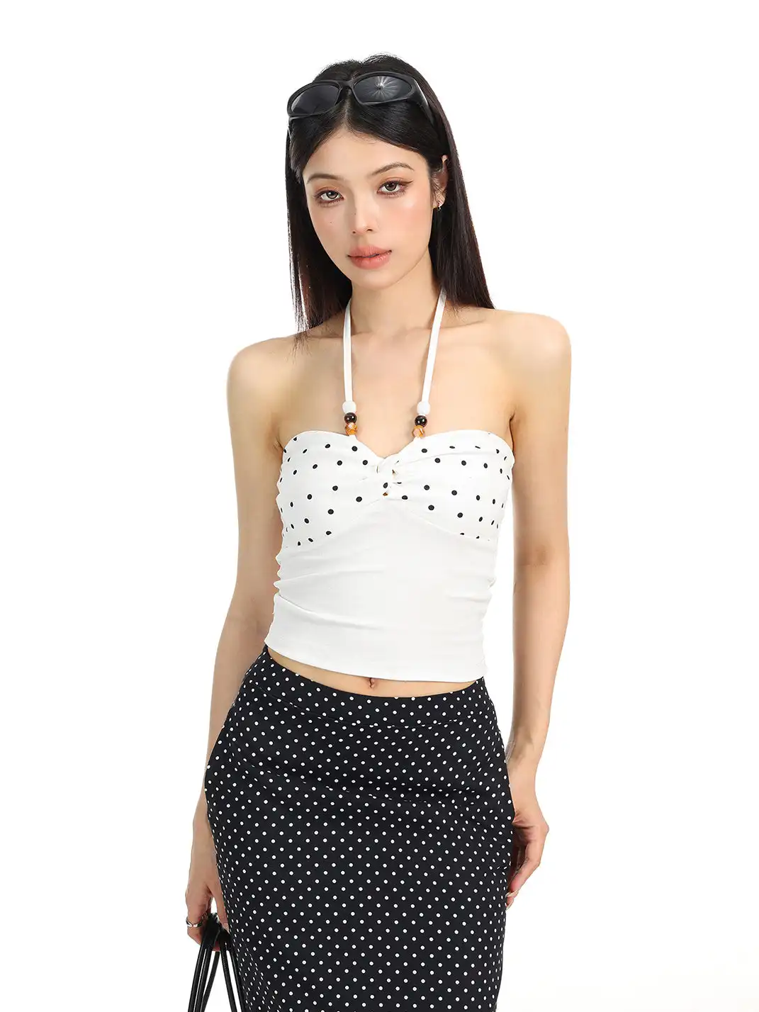 BIGGOLD | Polka Dot Halter Tie-Up Bandeau Halter Top