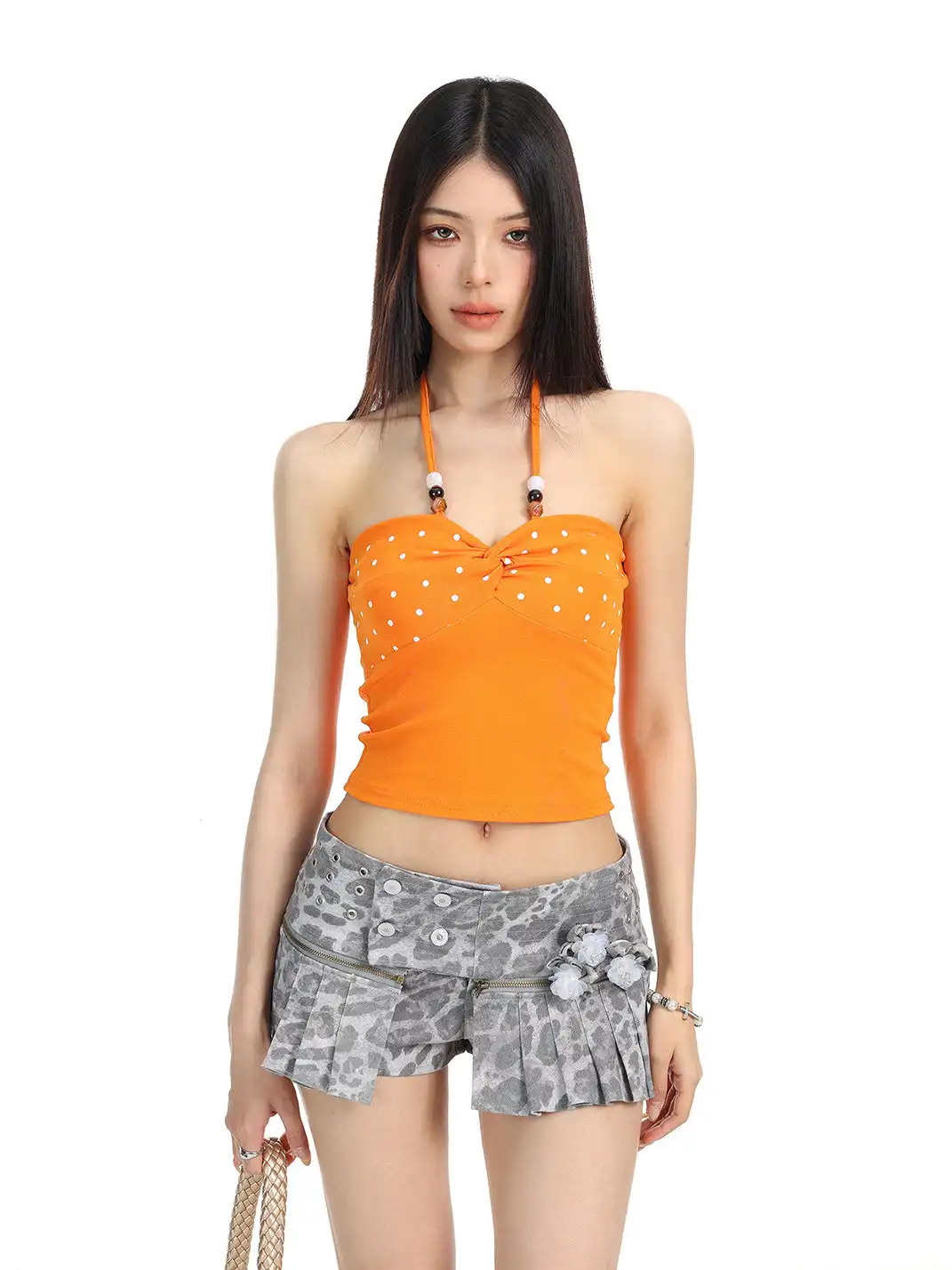 BIGGOLD | Polka Dot Halter Tie-Up Bandeau Halter Top