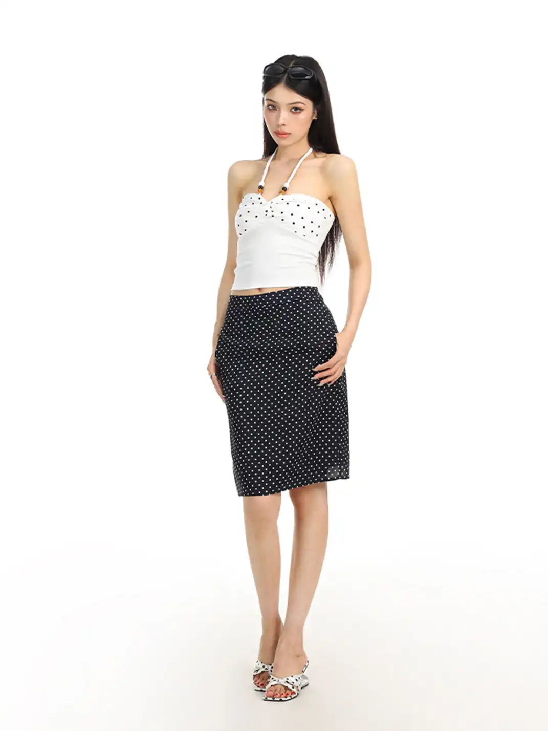 BIGGOLD | Polka Dot Halter Tie-Up Bandeau Halter Top