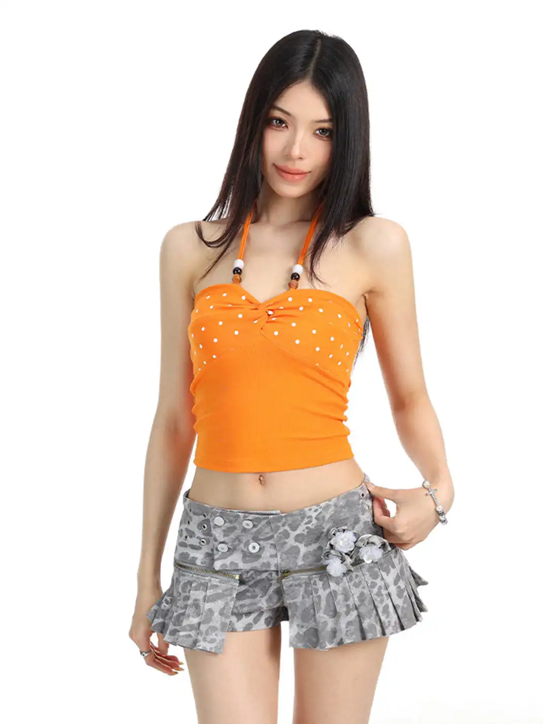 BIGGOLD | Polka Dot Halter Tie-Up Bandeau Halter Top