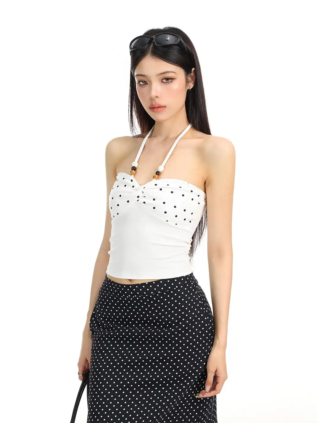 BIGGOLD | Polka Dot Halter Tie-Up Bandeau Halter Top