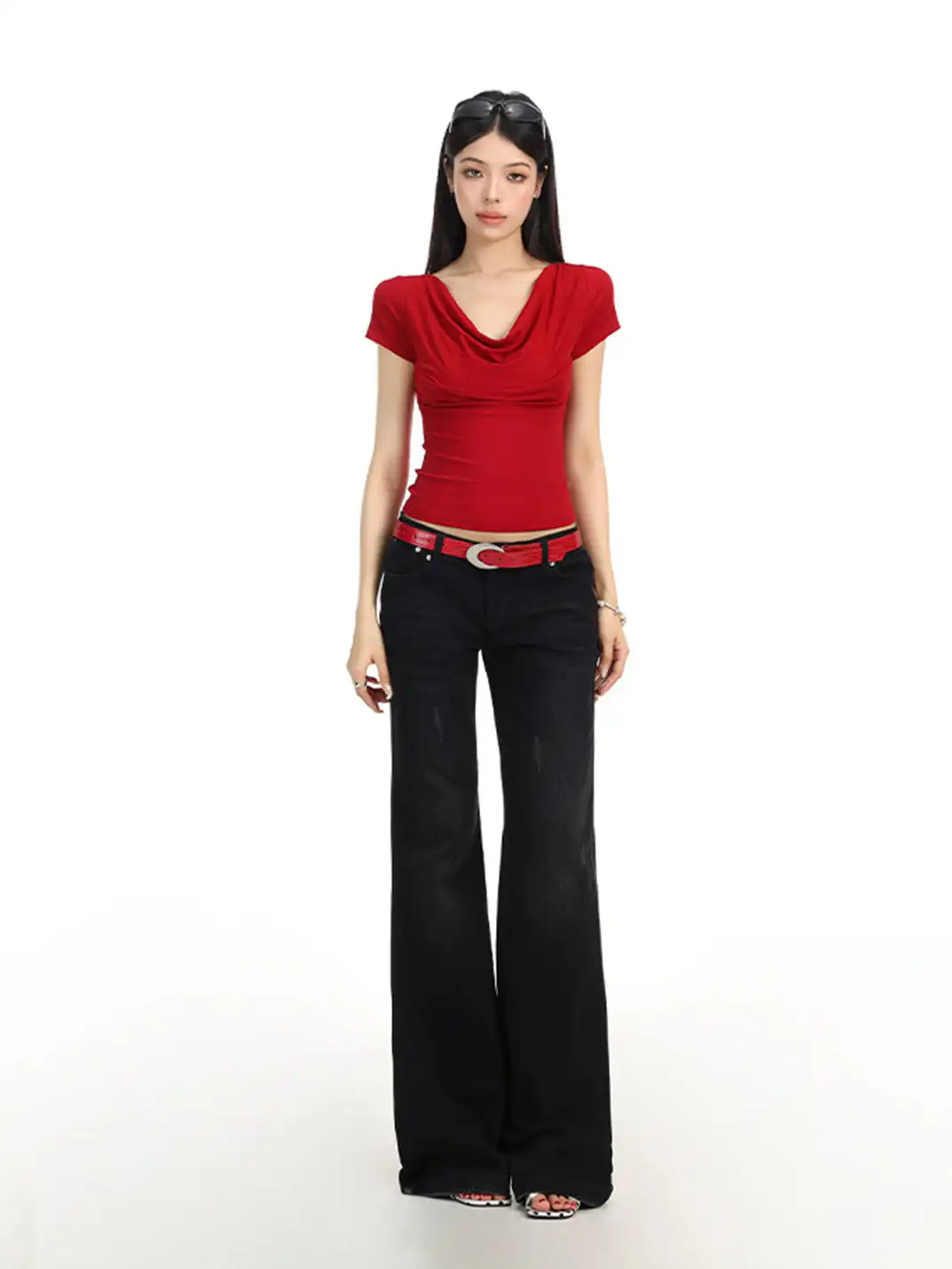 BIGGOLD | Draped Neck Backless T-Shirt