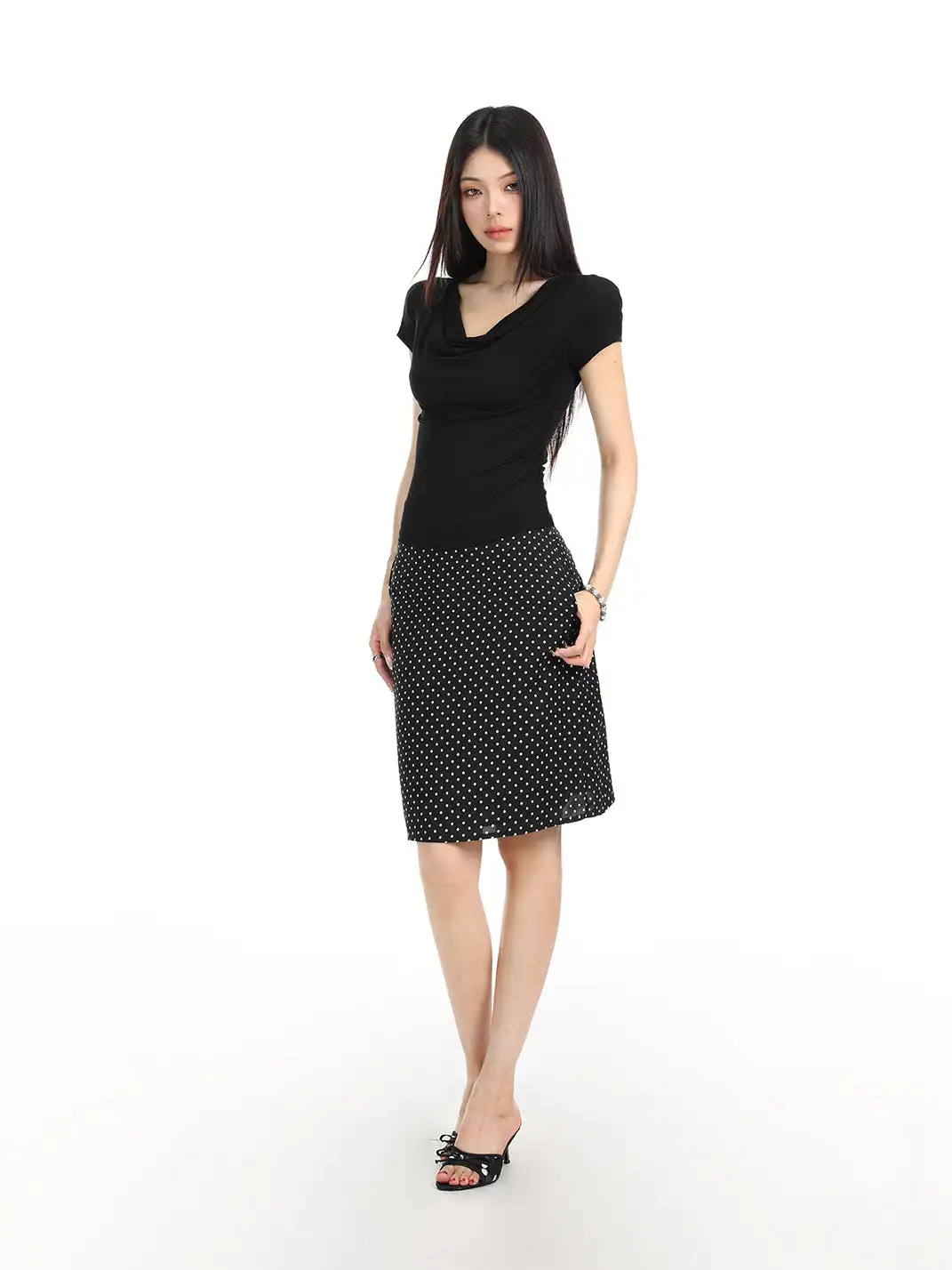 BIGGOLD | Draped Neck Backless T-Shirt