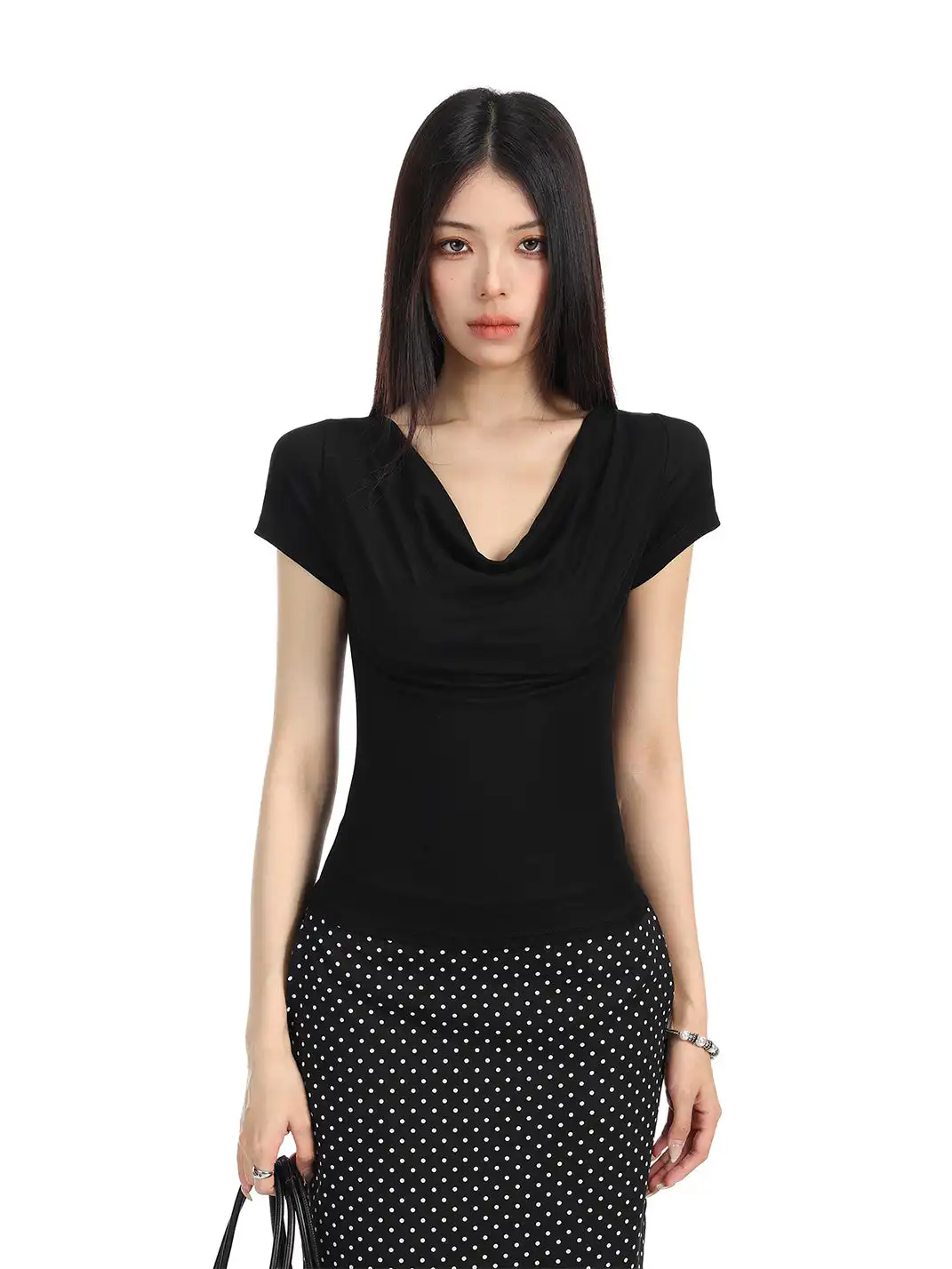 BIGGOLD | Draped Neck Backless T-Shirt