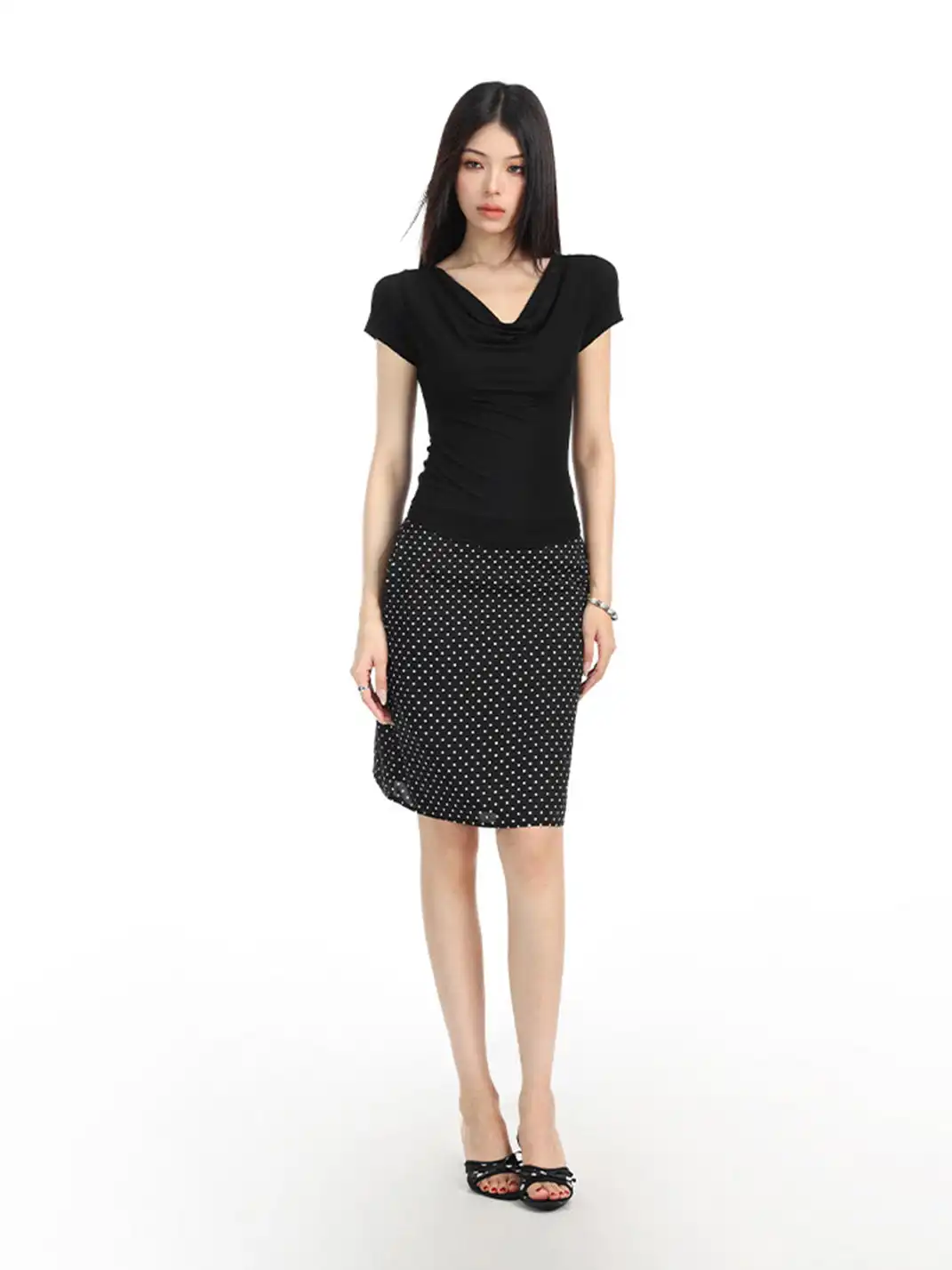 BIGGOLD | Draped Neck Backless T-Shirt