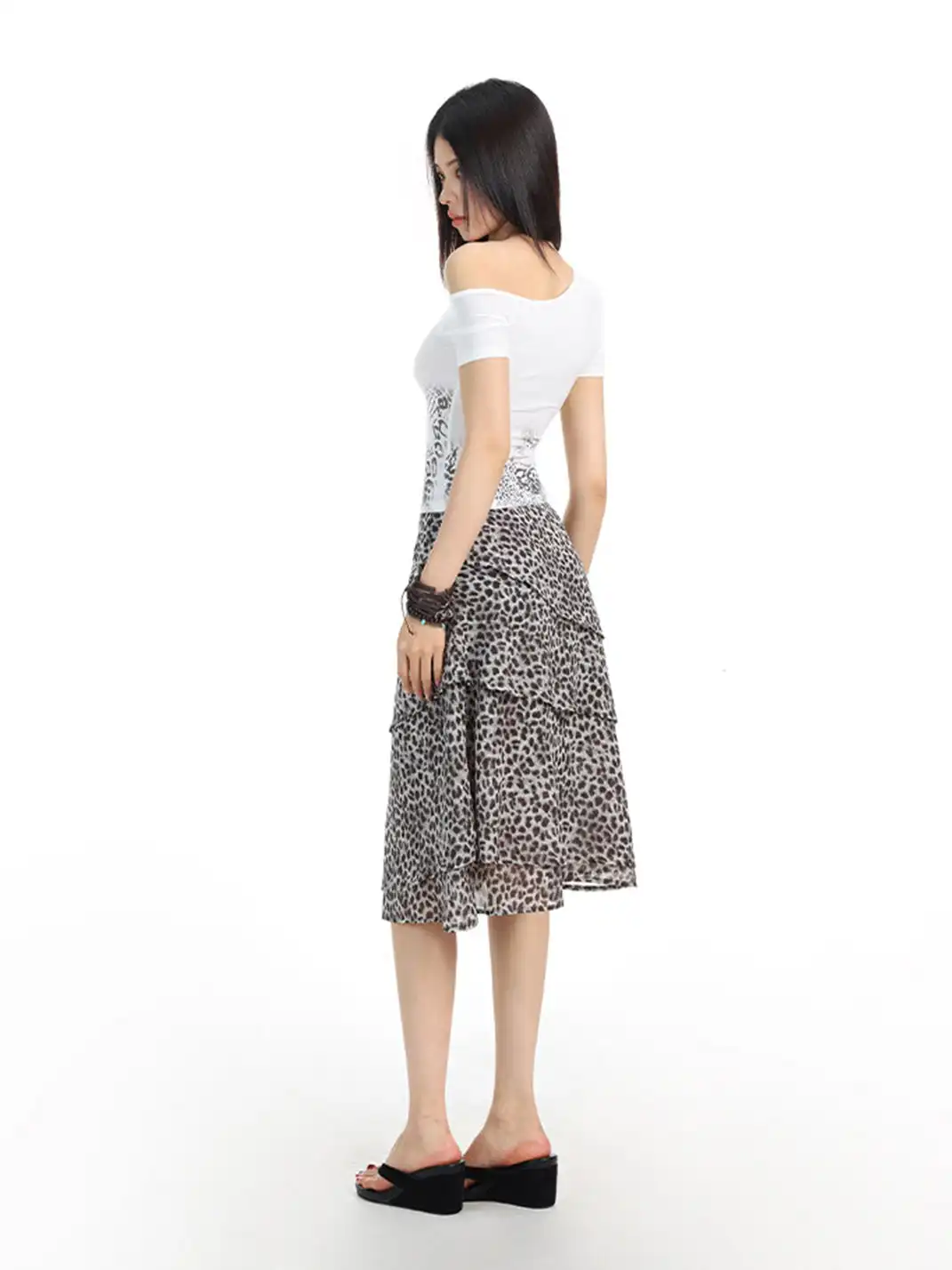 BIGGOLD | One-Shoulder Leopard Print T-Shirt