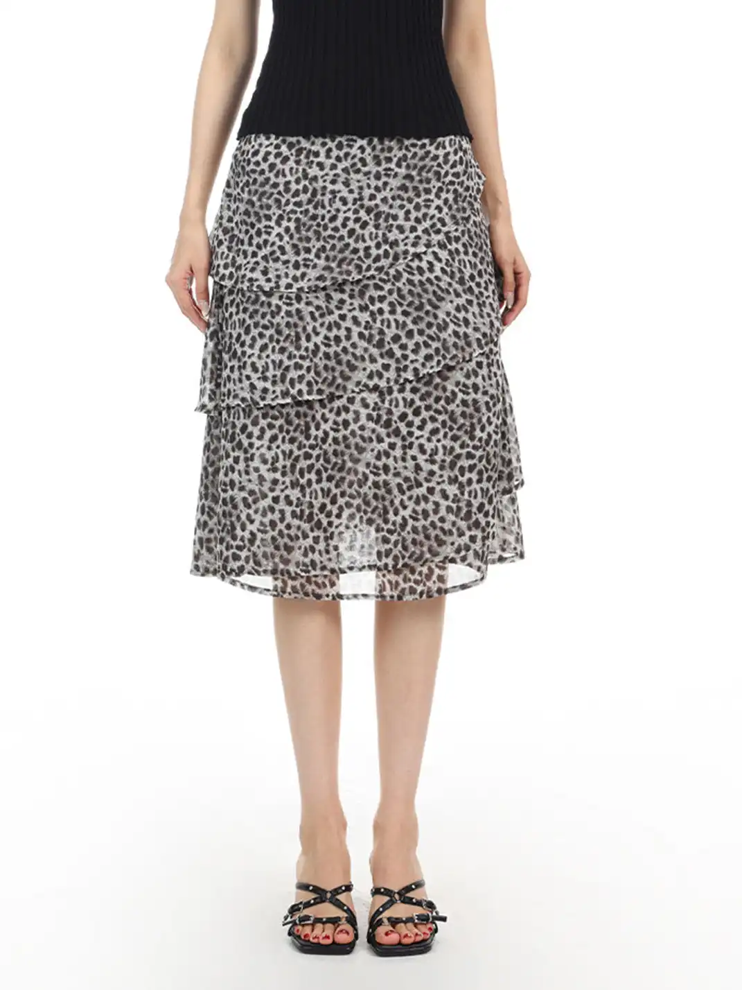 BIGGOLD | Leopard Print Layered Mesh Skirt