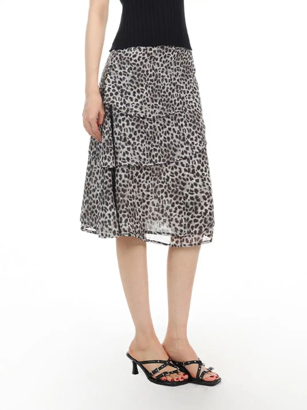 BIGGOLD | Leopard Print Layered Mesh Skirt