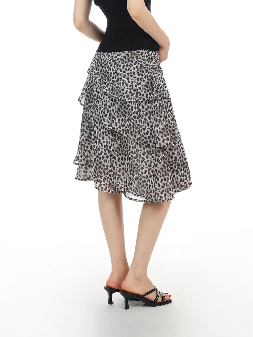 BIGGOLD | Leopard Print Layered Mesh Skirt