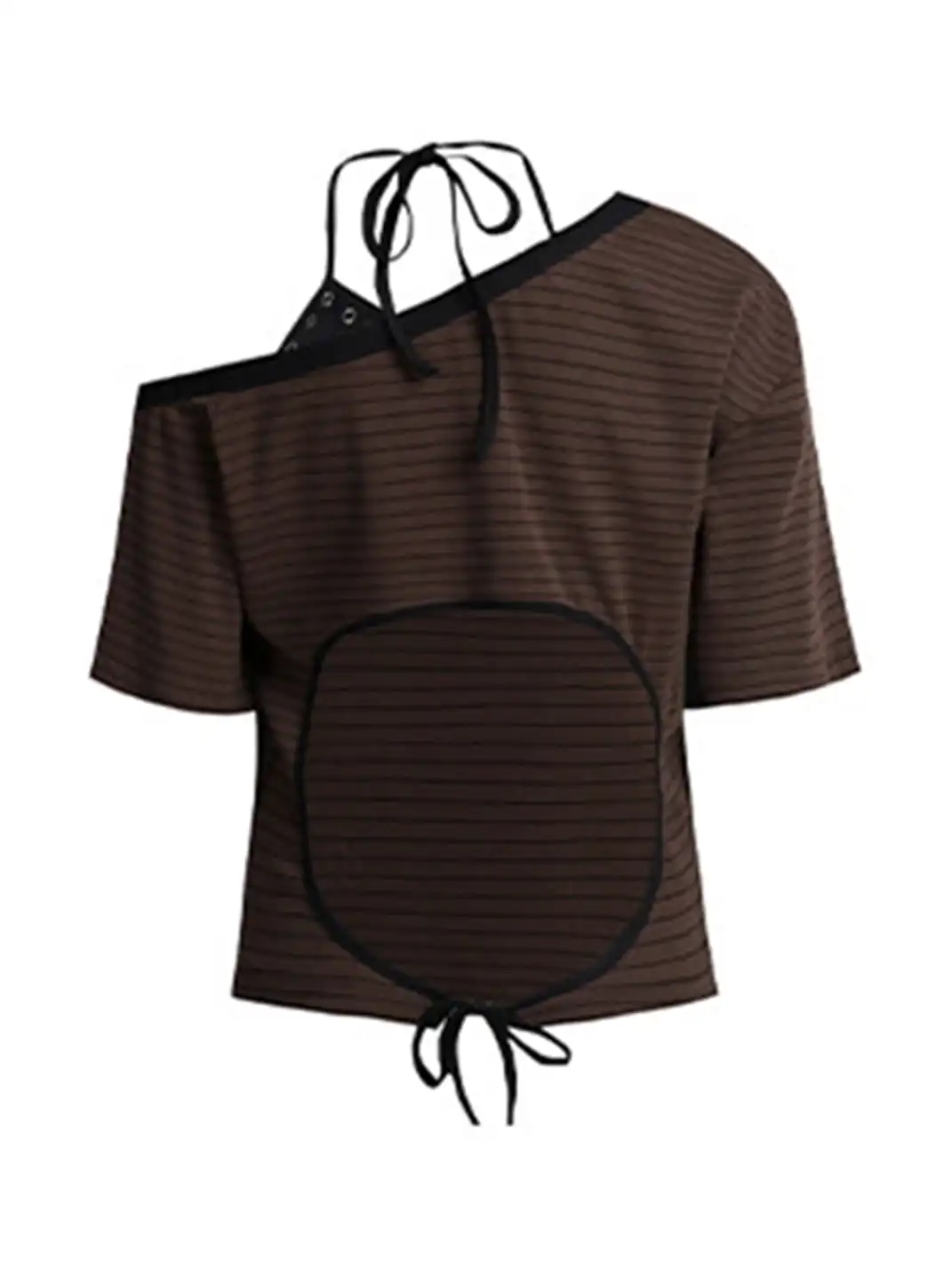BIGGOLD | Fake Two-Piece Asymmetrical Halter T-Shirt