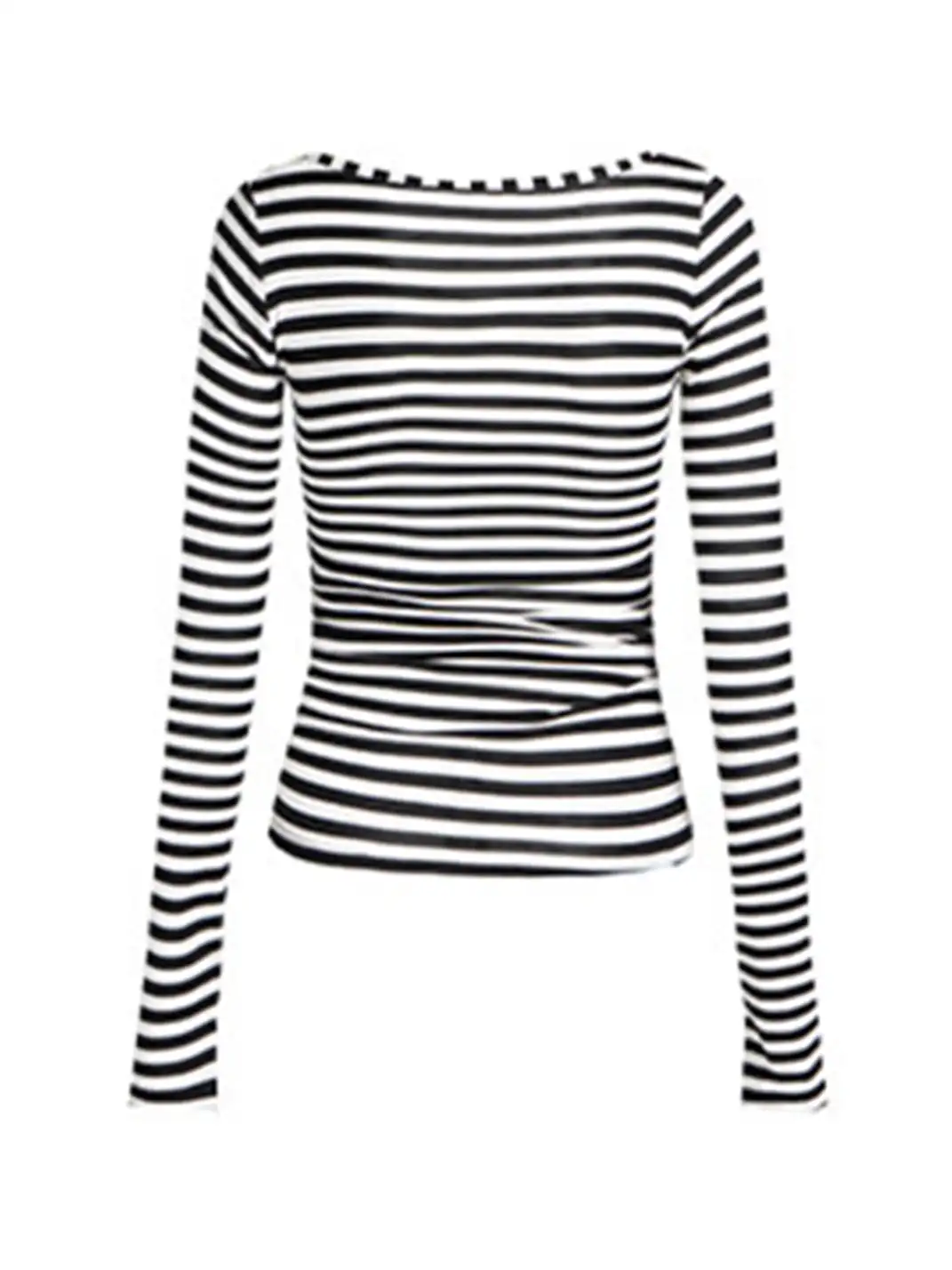BIGGOLD | Striped Button V-Neck Long Sleeve T-Shirt