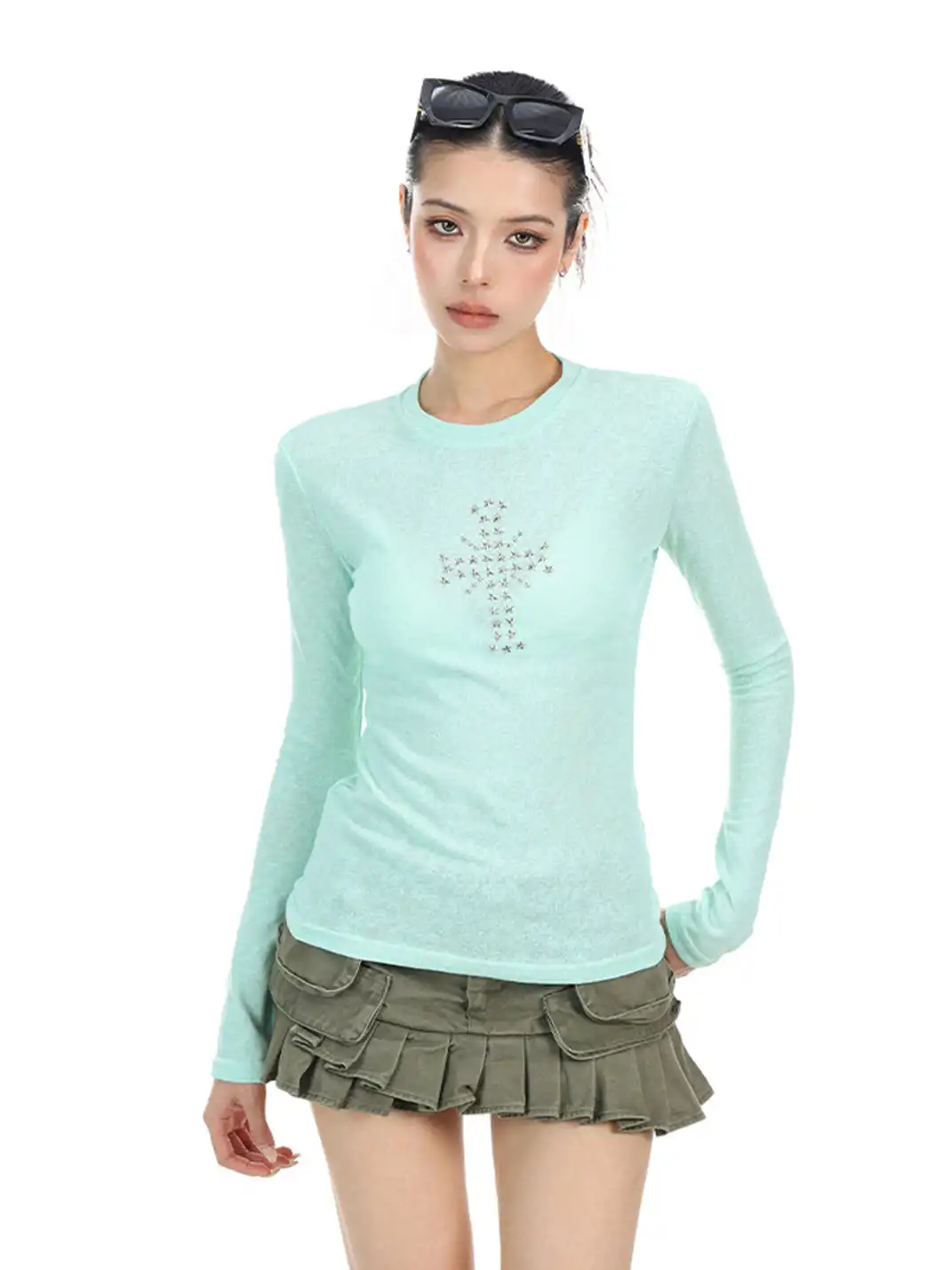 BIGGOLD | Rivet Cross Long Sleeve T-Shirt