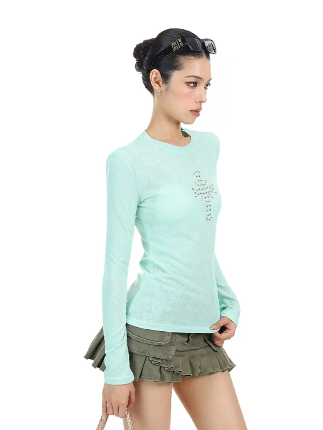 BIGGOLD | Rivet Cross Long Sleeve T-Shirt