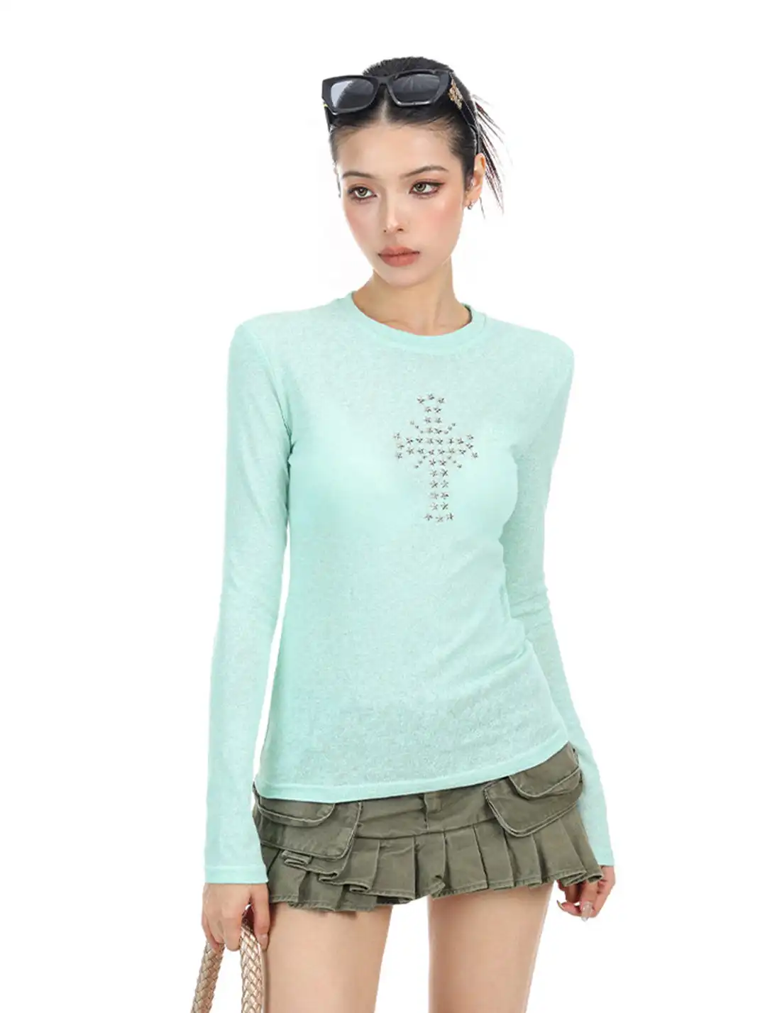 BIGGOLD | Rivet Cross Long Sleeve T-Shirt
