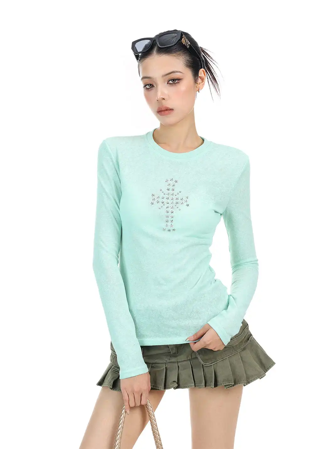 BIGGOLD | Rivet Cross Long Sleeve T-Shirt