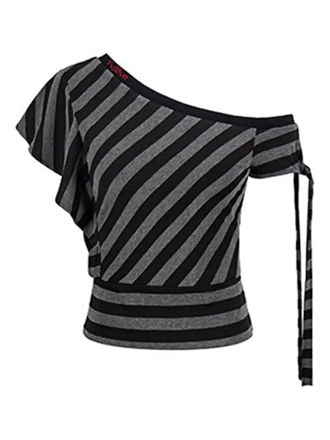 BIGGOLD | One-Shoulder Striped Tie T-Shirt