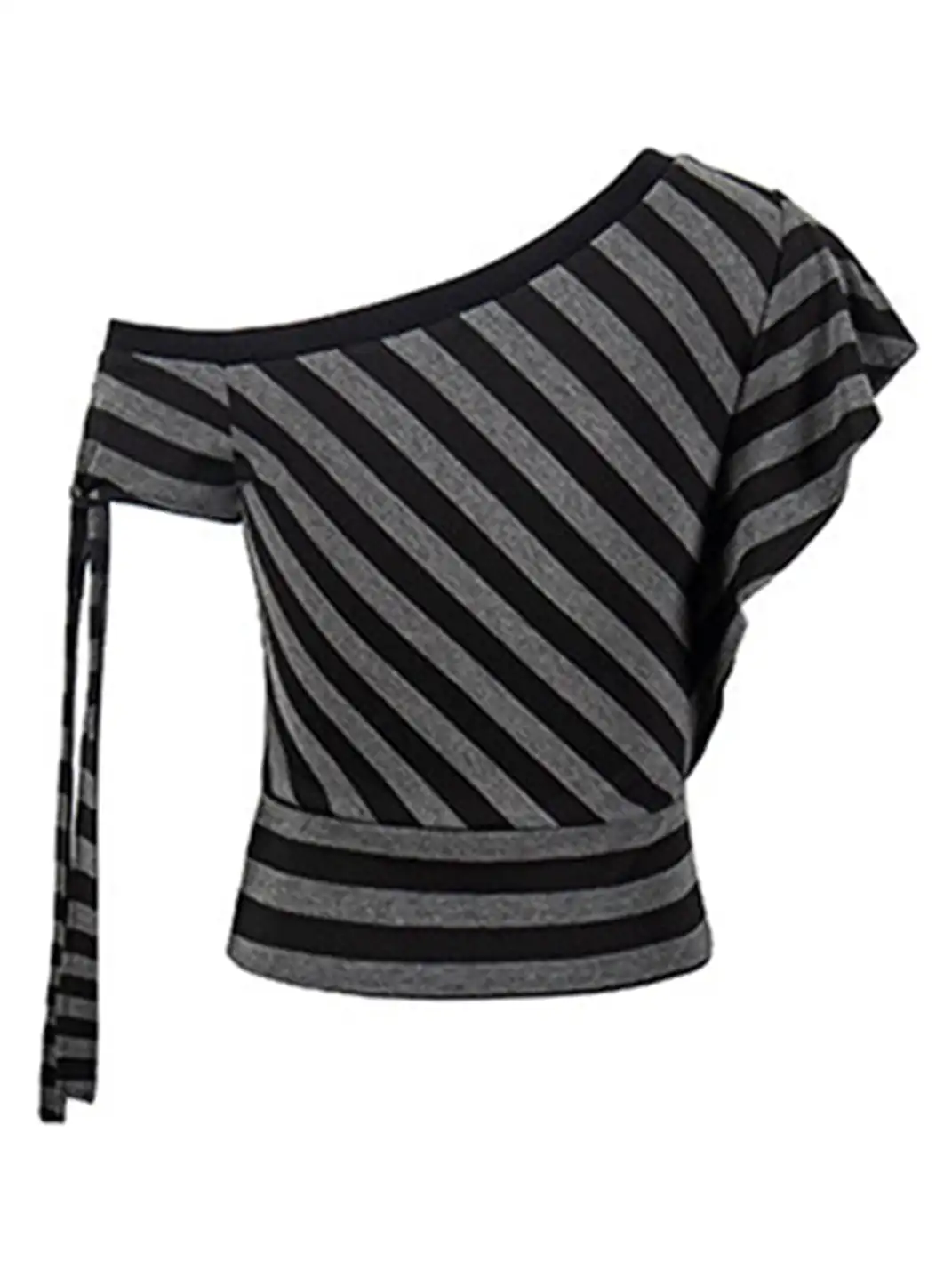 BIGGOLD | One-Shoulder Striped Tie T-Shirt