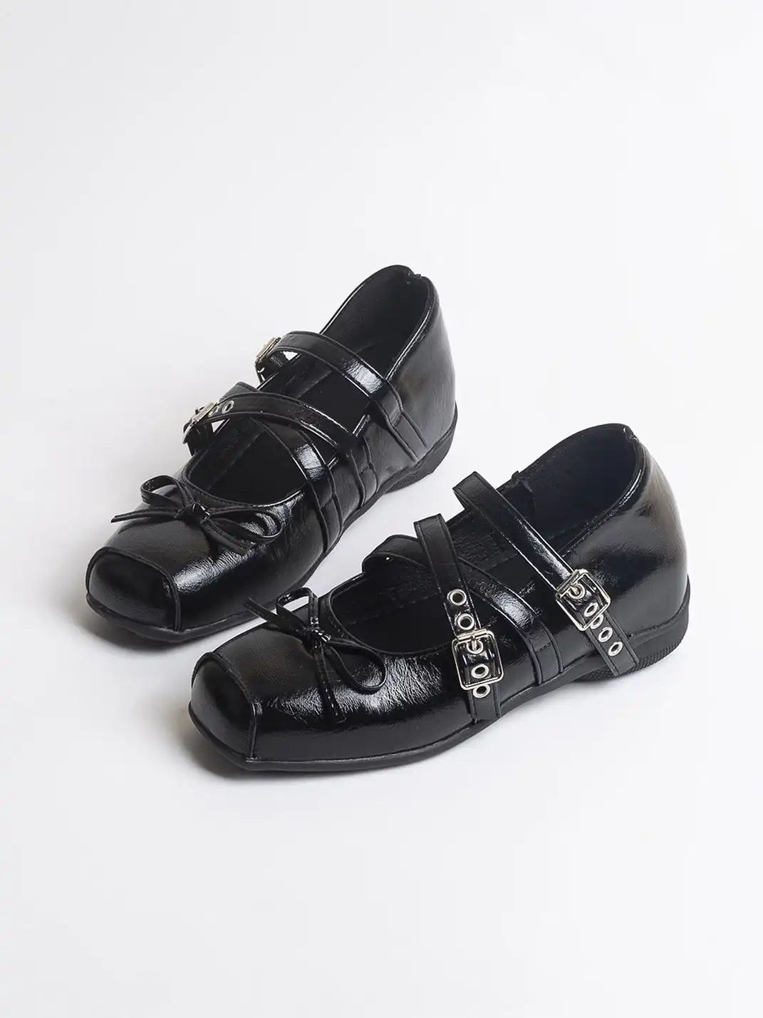 Jpoetry | Genuine Leather Square Toe Bow Mary Jane Shoes