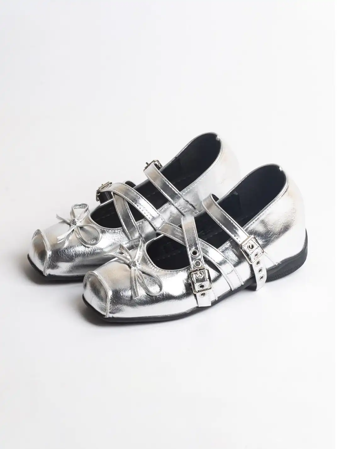 Jpoetry | Genuine Leather Square Toe Bow Mary Jane Shoes