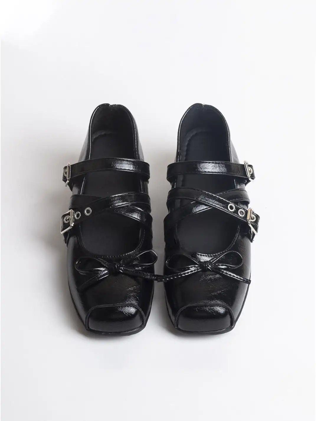 Jpoetry | Genuine Leather Square Toe Bow Mary Jane Shoes