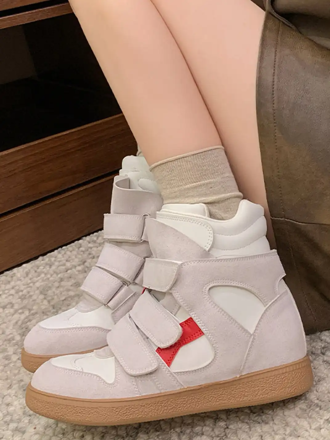 Jpoetry | Color-Block Hook-and-Loop High-Top Sneakers